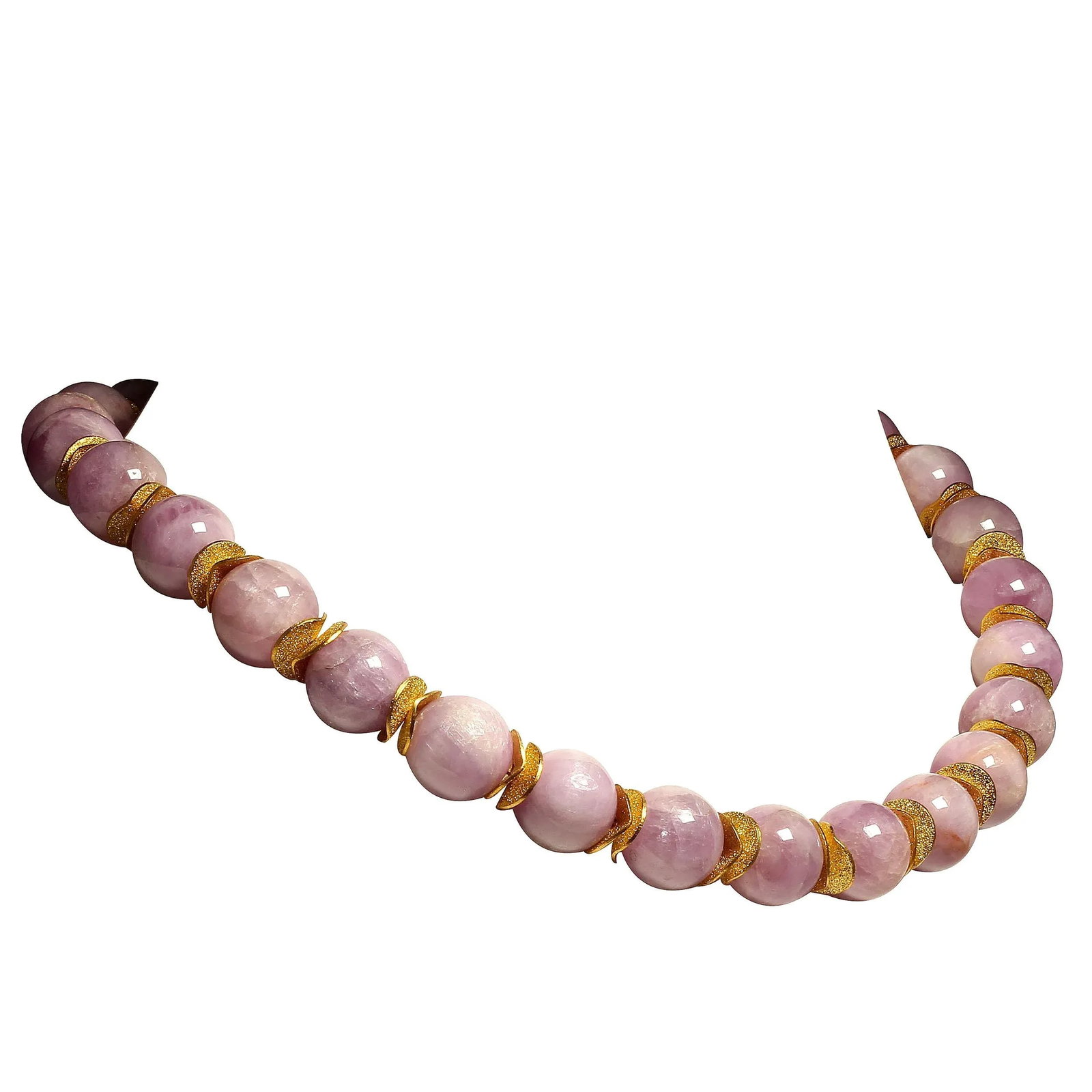 Pink Kunzite With Goldy Accents Necklace - 4