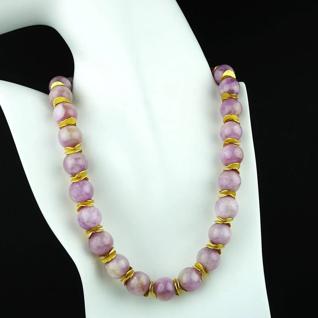 Pink Kunzite With Goldy Accents Necklace - 6