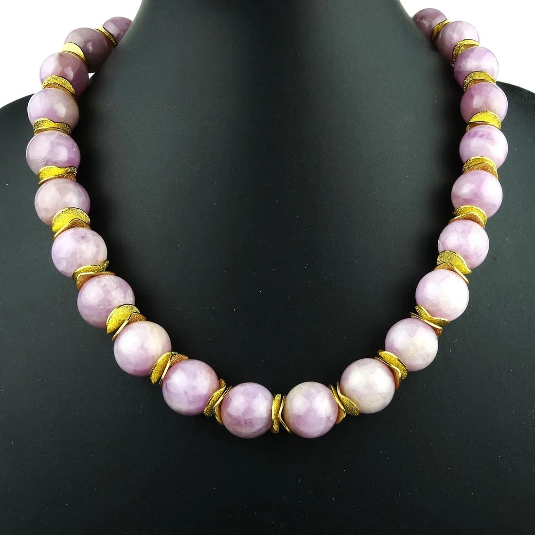 Pink Kunzite With Goldy Accents Necklace - 7