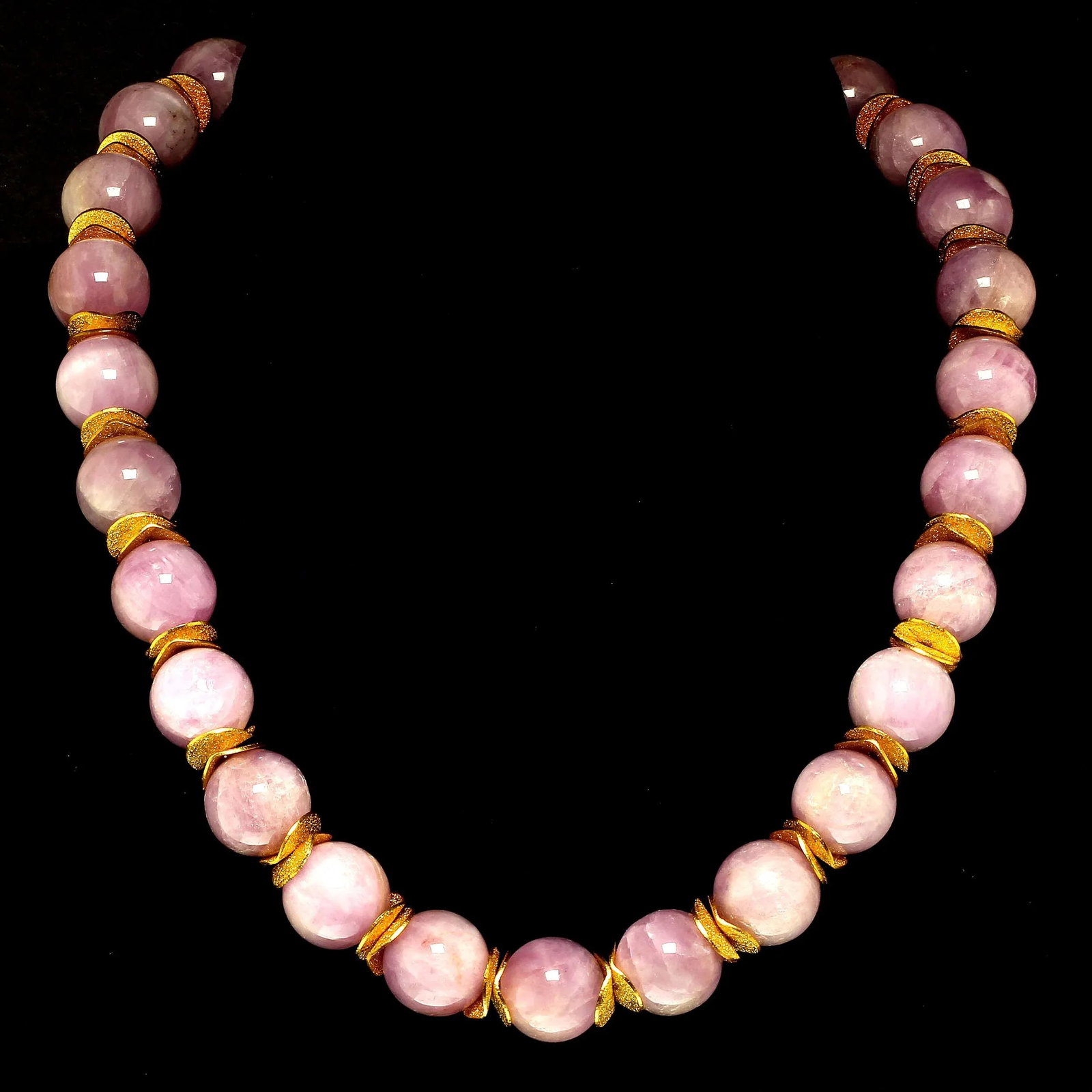 Pink Kunzite With Goldy Accents Necklace - 9