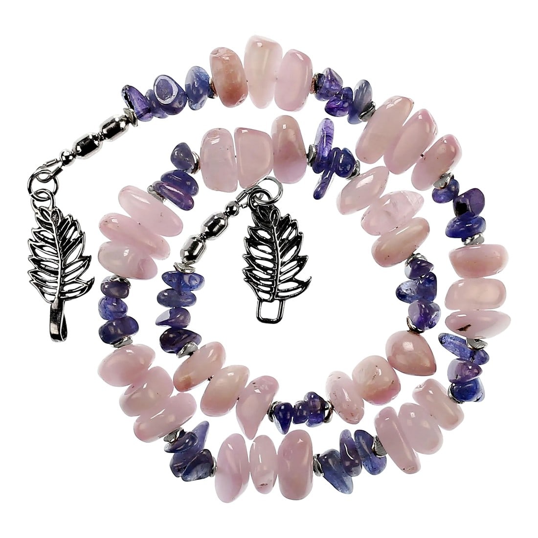 Summertime Kunzite and Tanzanite Necklace: This is part of Chairish's Fine Jewelry assortment. Handmade Kunzite and Tanzanite Necklace – Elegant 17-Inch Gemstone Jewelry for Summer Experience the harmonious elegance of this handmade, one-of-