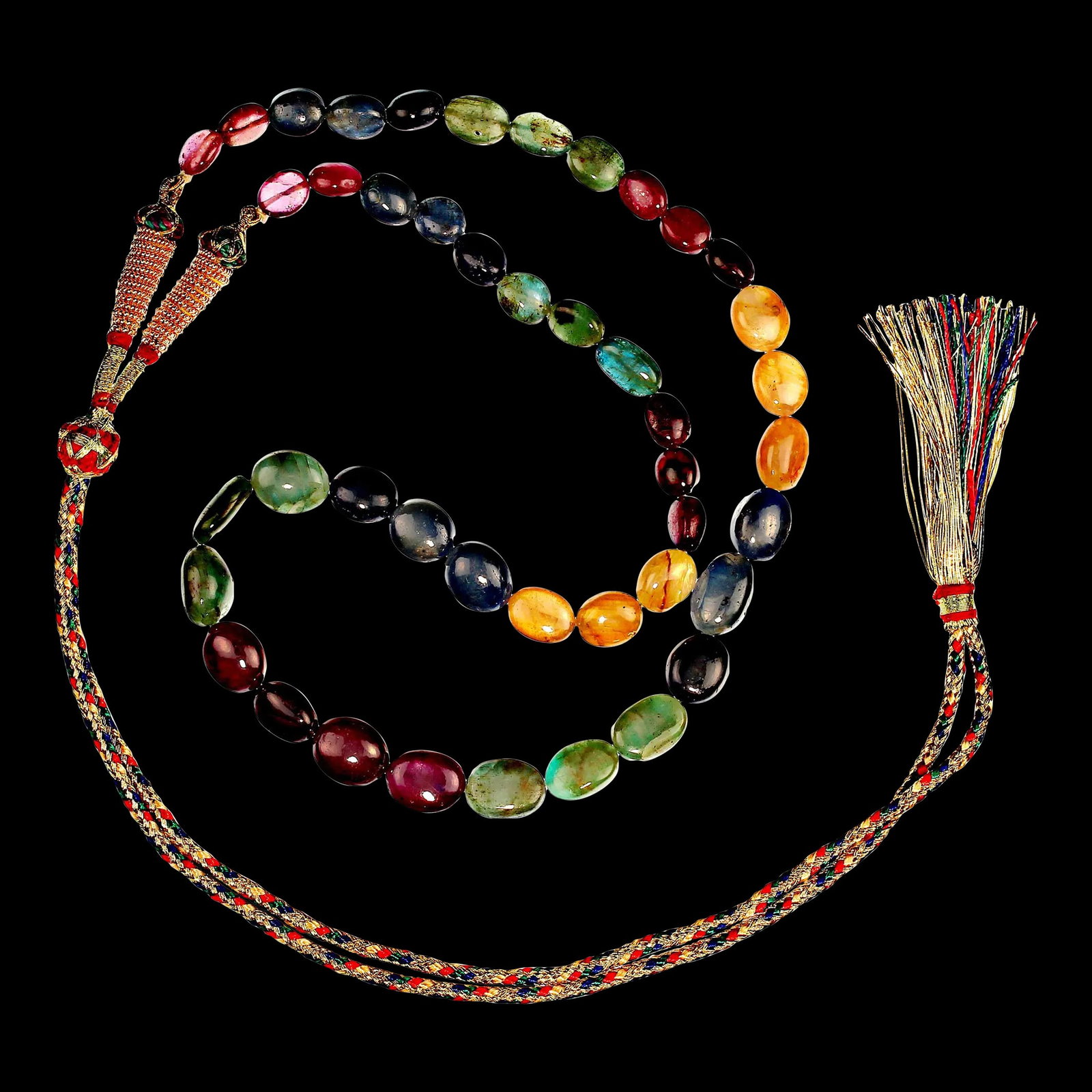 Multi Color Beaded Sapphire Necklace - 2