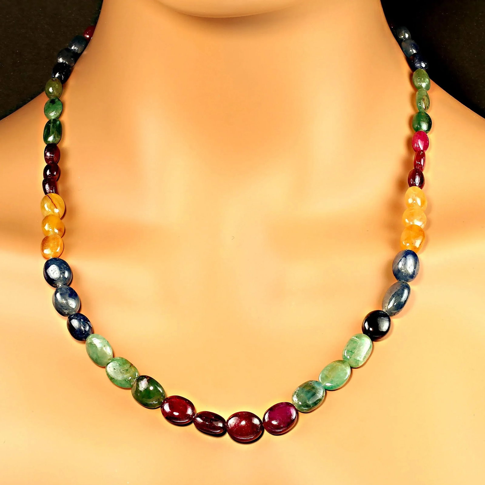 Multi Color Beaded Sapphire Necklace - 3