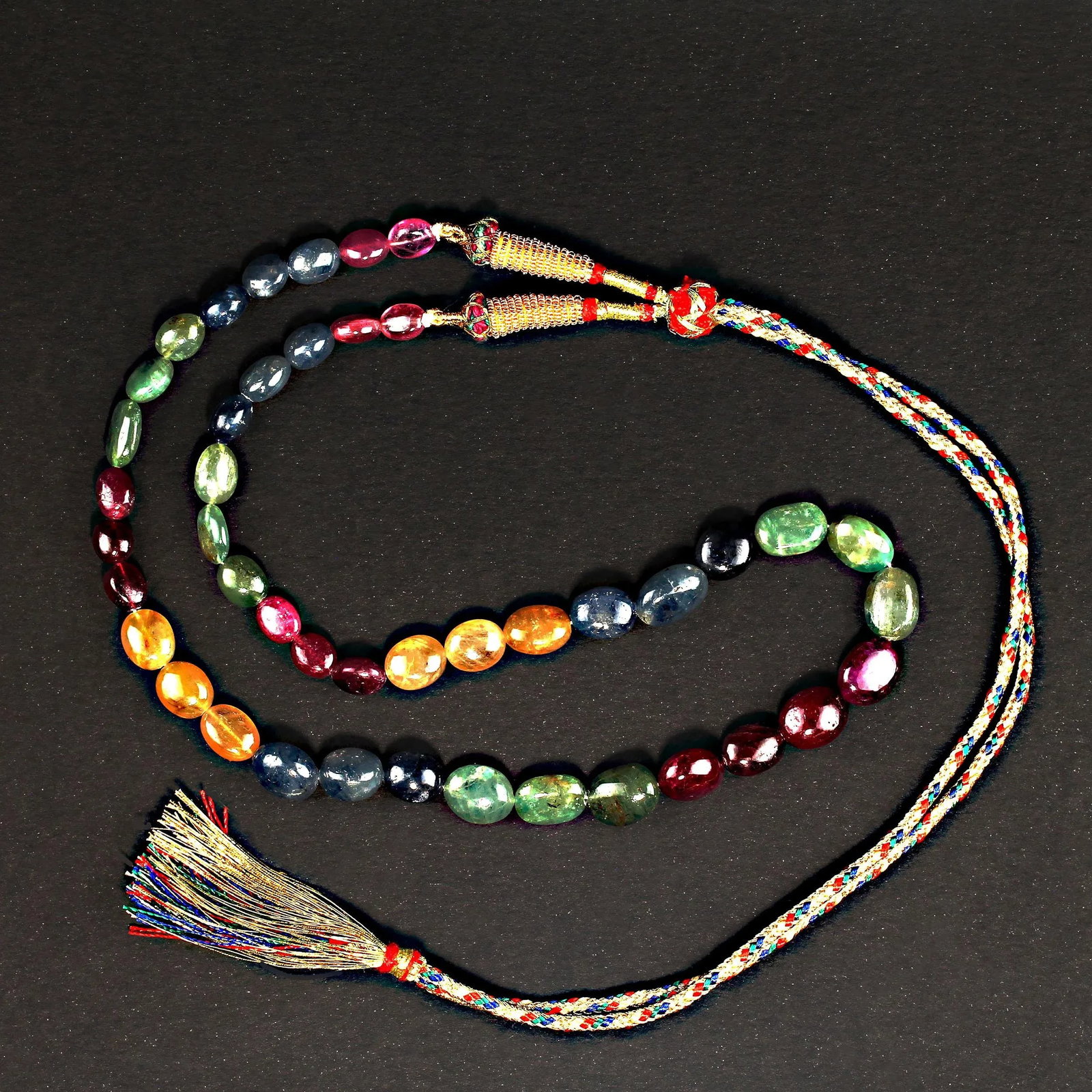 Multi Color Beaded Sapphire Necklace - 6