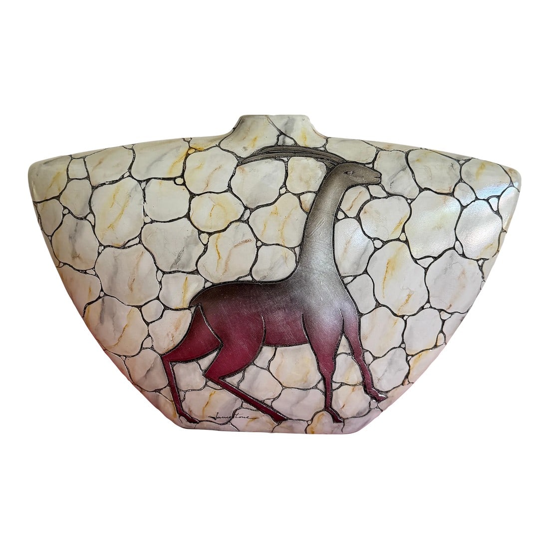 1980s James Tower Signed Glazed Earthenware Vessel / Vase: Discover the unique artistry of James Tower with this exquisite ceramic vase. Renowned for his innovative approach to ceramics, Tower's work seamlessly blends form and texture, creating pieces that