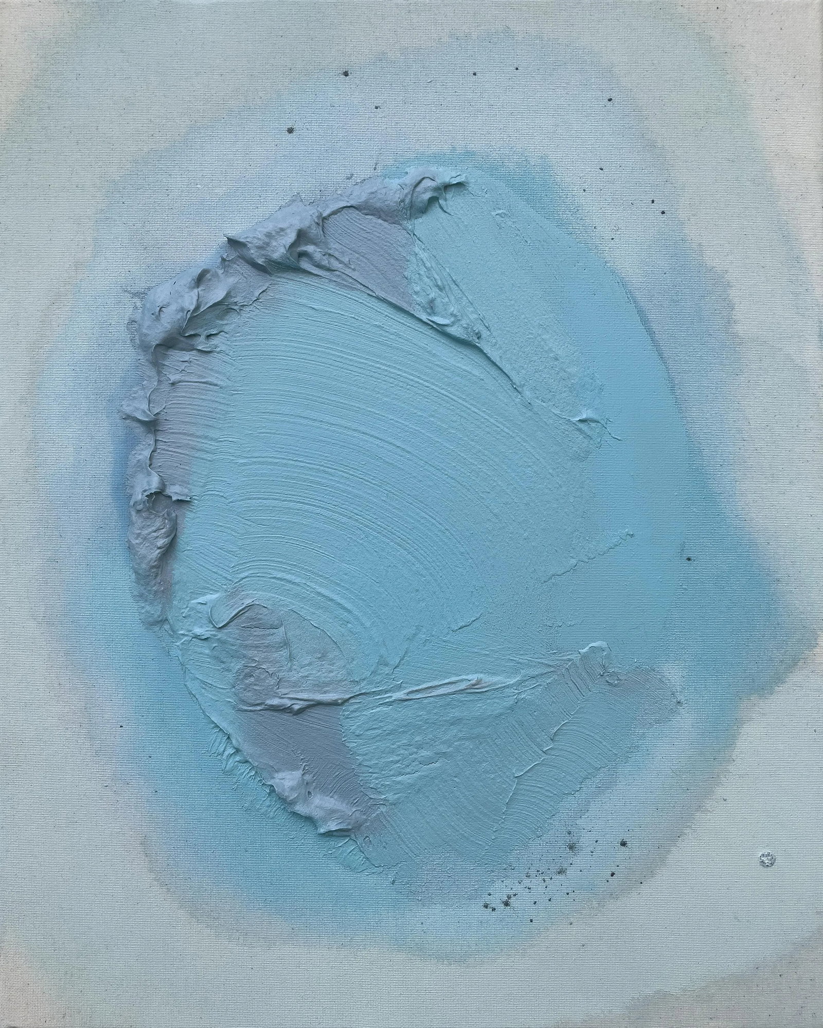 Raku No01 Dimensional Texture Abstract Painting in Atmospheric Sky Blue and Periwinkle, Framed - 2