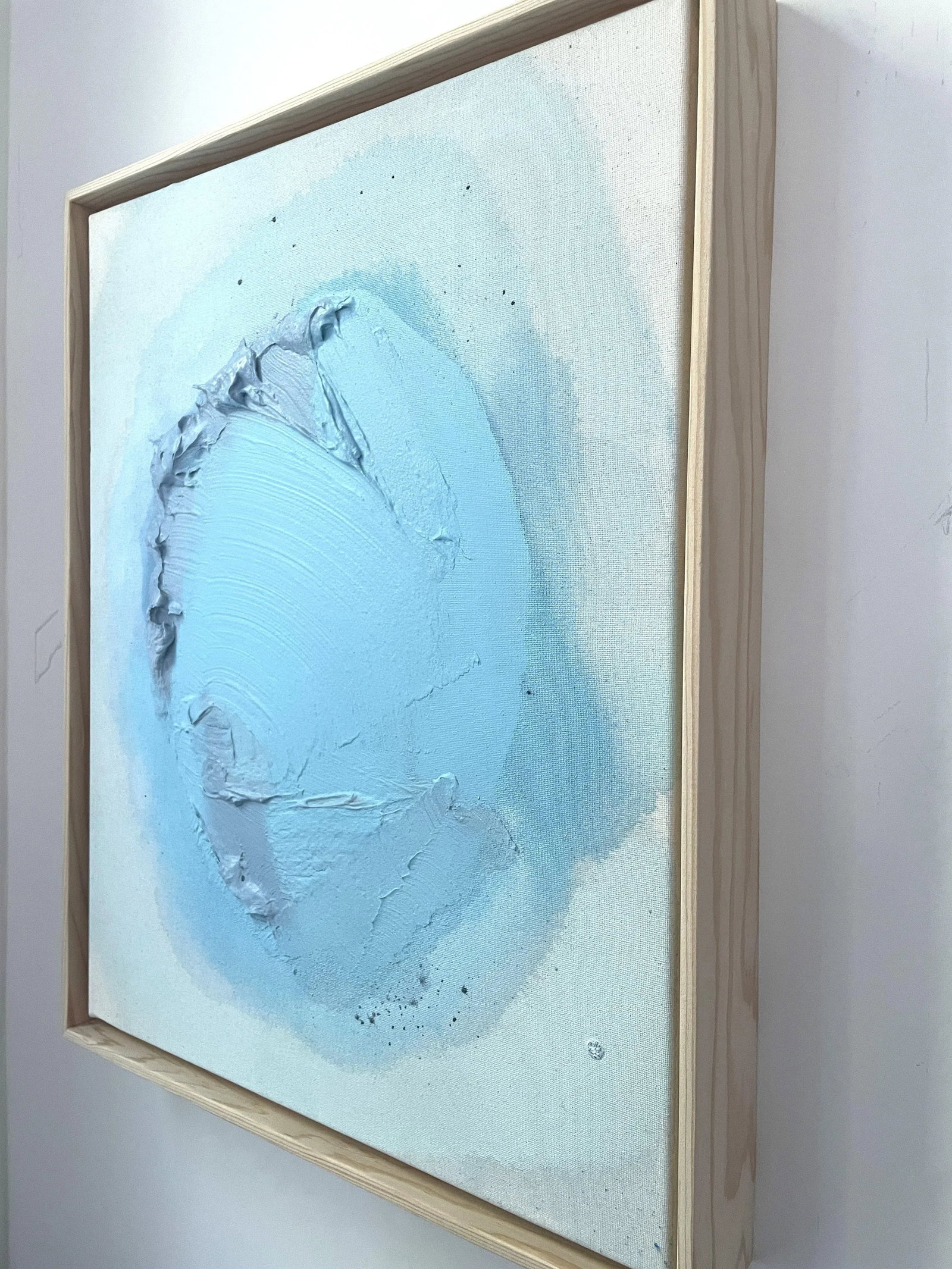 Raku No01 Dimensional Texture Abstract Painting in Atmospheric Sky Blue and Periwinkle, Framed - 4