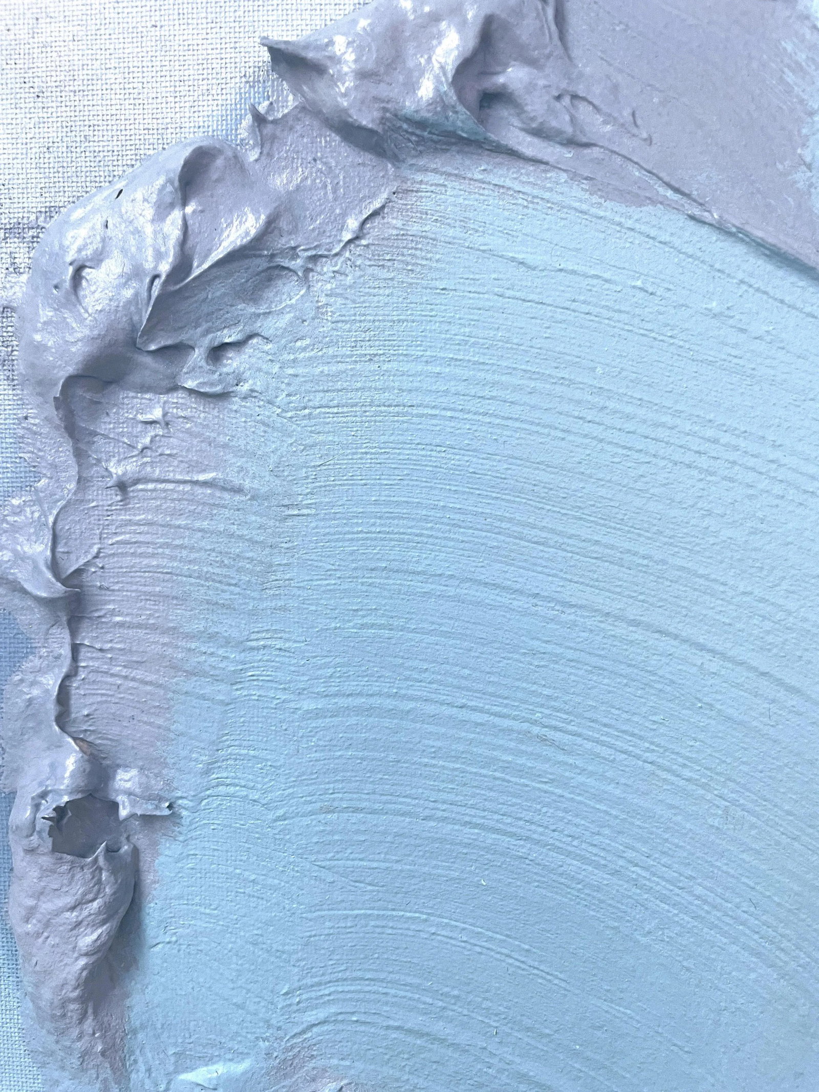 Raku No01 Dimensional Texture Abstract Painting in Atmospheric Sky Blue and Periwinkle, Framed - 6