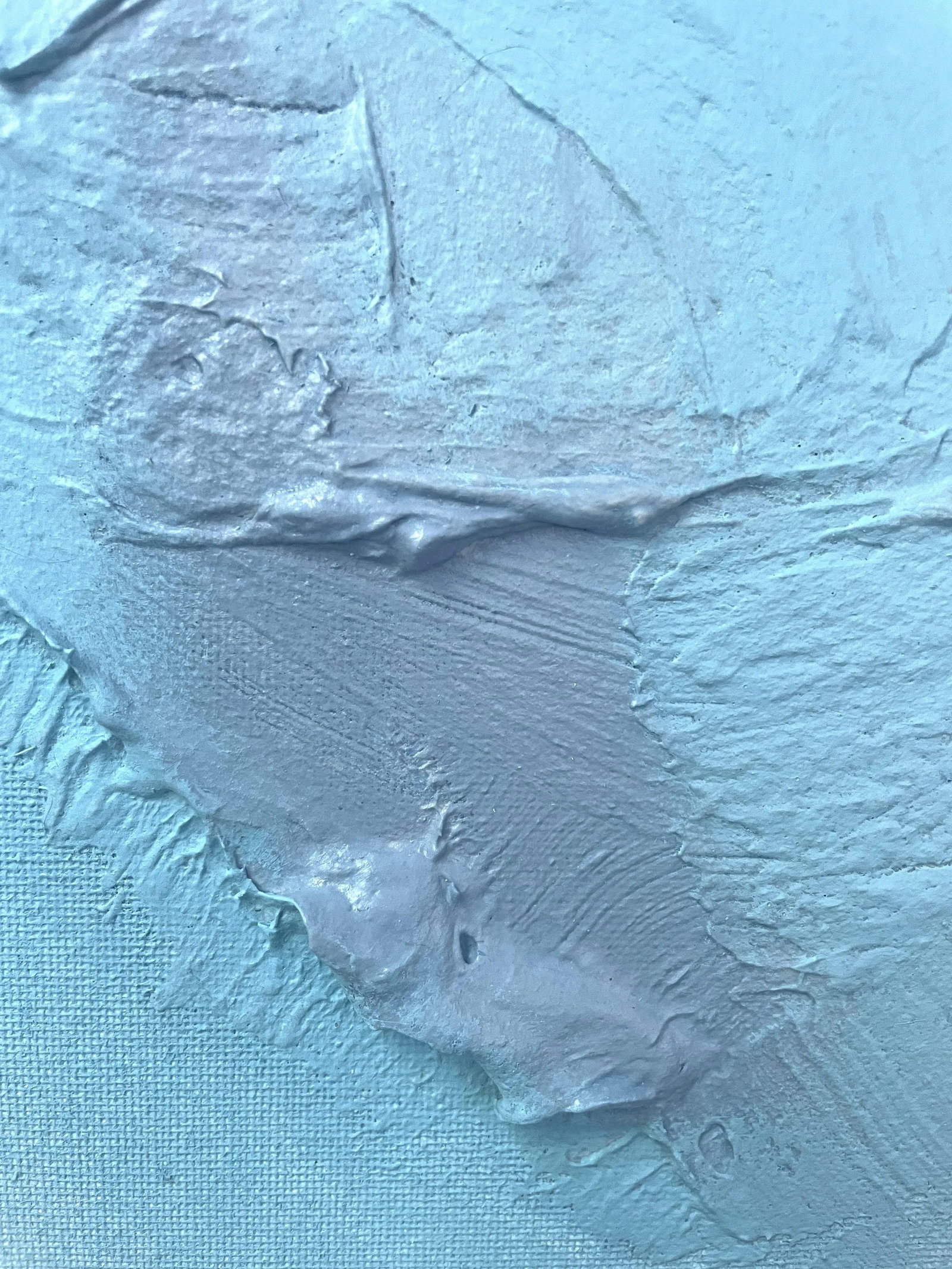 Raku No01 Dimensional Texture Abstract Painting in Atmospheric Sky Blue and Periwinkle, Framed - 7