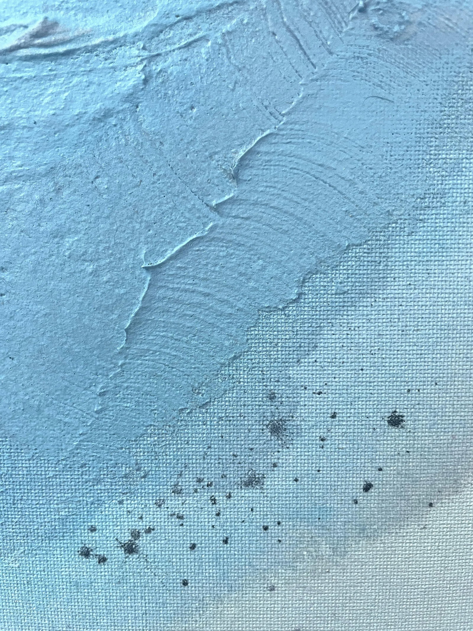 Raku No01 Dimensional Texture Abstract Painting in Atmospheric Sky Blue and Periwinkle, Framed - 8