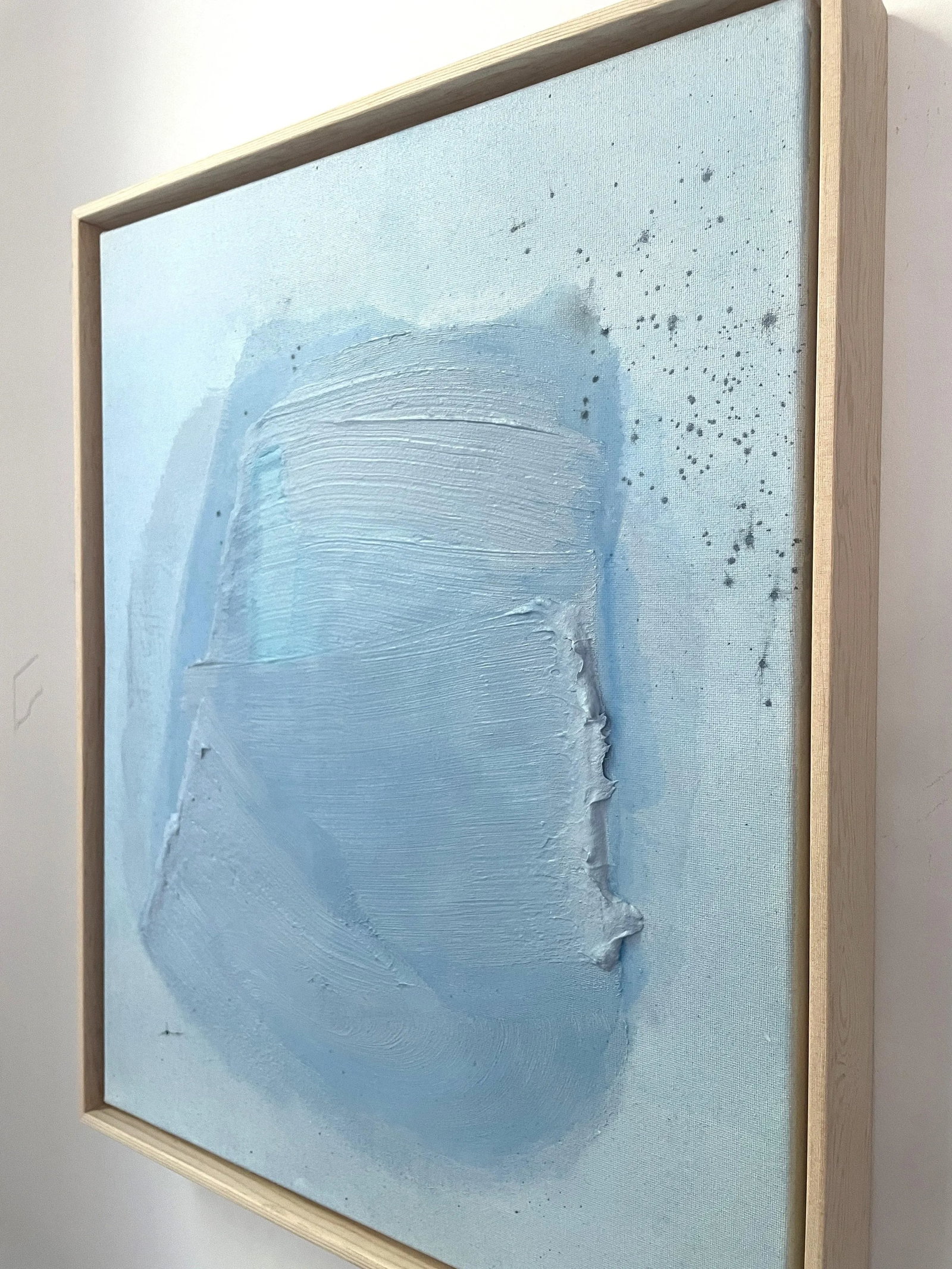 Raku No02 "Raku No01" Dimensional Texture Abstract Painting in Atmospheric Sky Blue and Periwinkle - 4
