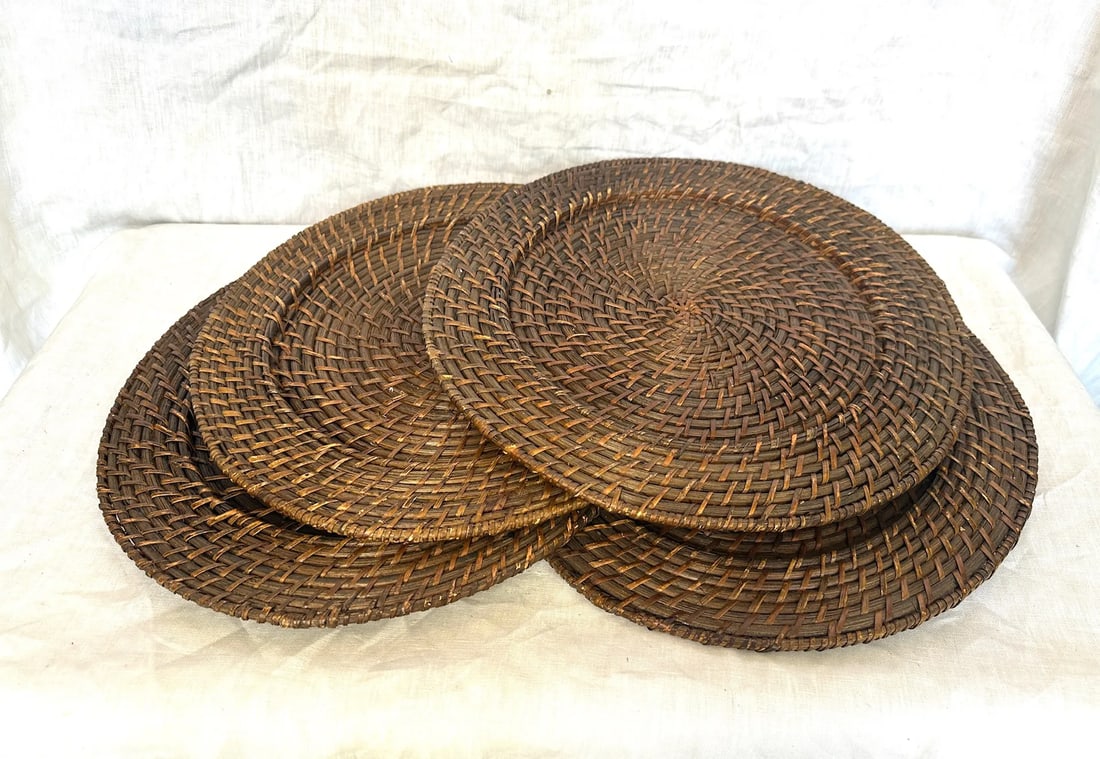 Set of 4 Woven Rattan Plate Chargers - 2