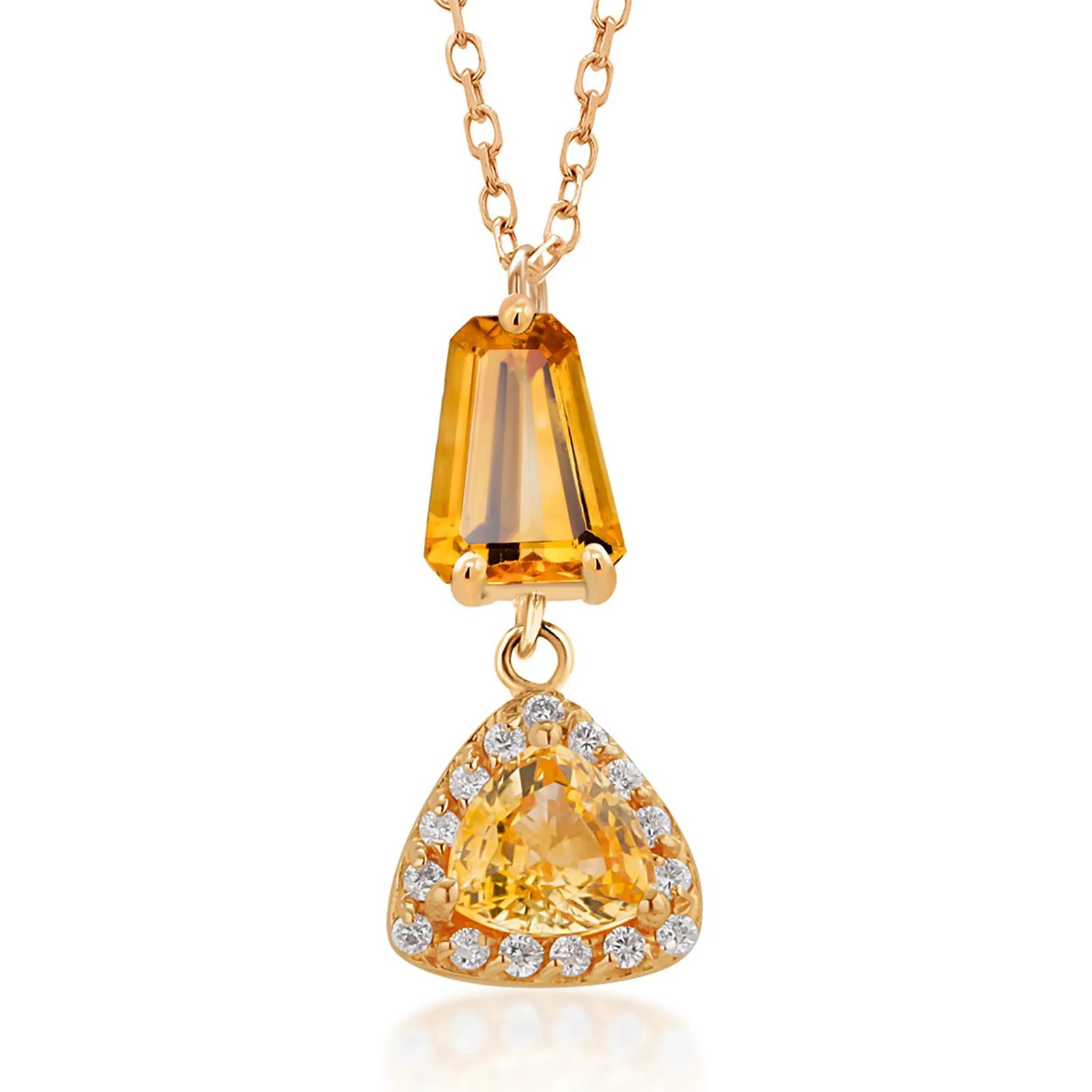 Shaped Yellow Sapphire Diamond 2.45 Carat 14 Karat Gold 17 Inch Pendant - 4