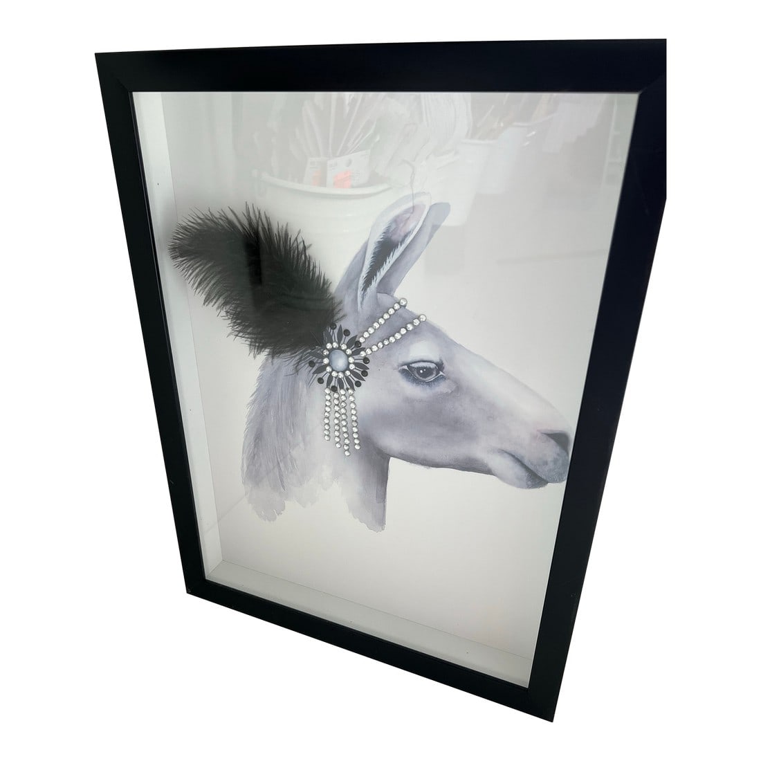Ivy Bronx Classy Llama Embellished Giclee Wall Framed Art: Add a touch of sophistication to your wall with this framed gilcee wall art from Ivy Bronx. The elegant piece features a classy Llama with intricate embellishments, making it a perfect addition to