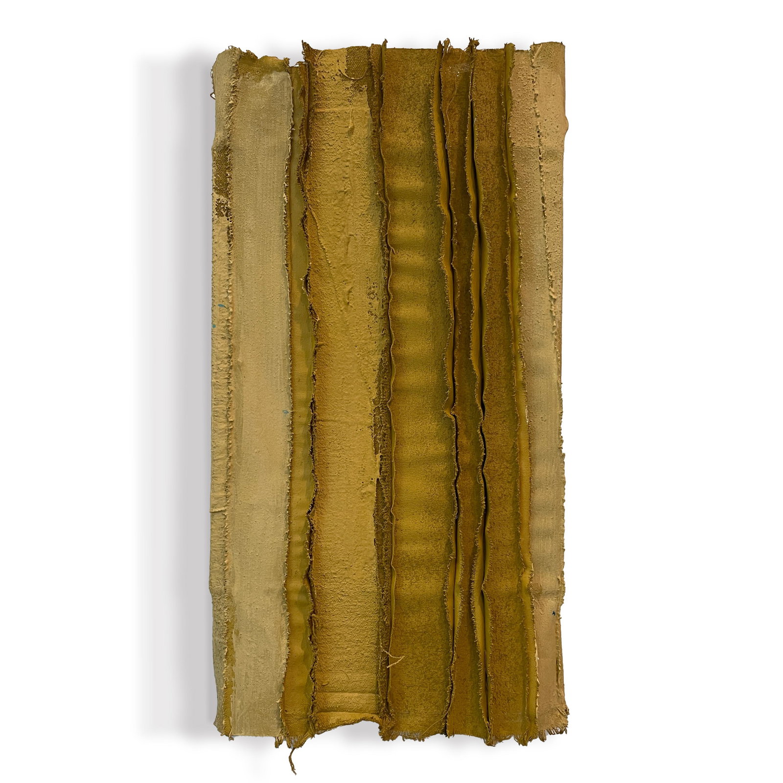 Tandem 02 Mustard Yellow Wall Sculpture of Salvaged Art Materials - 2