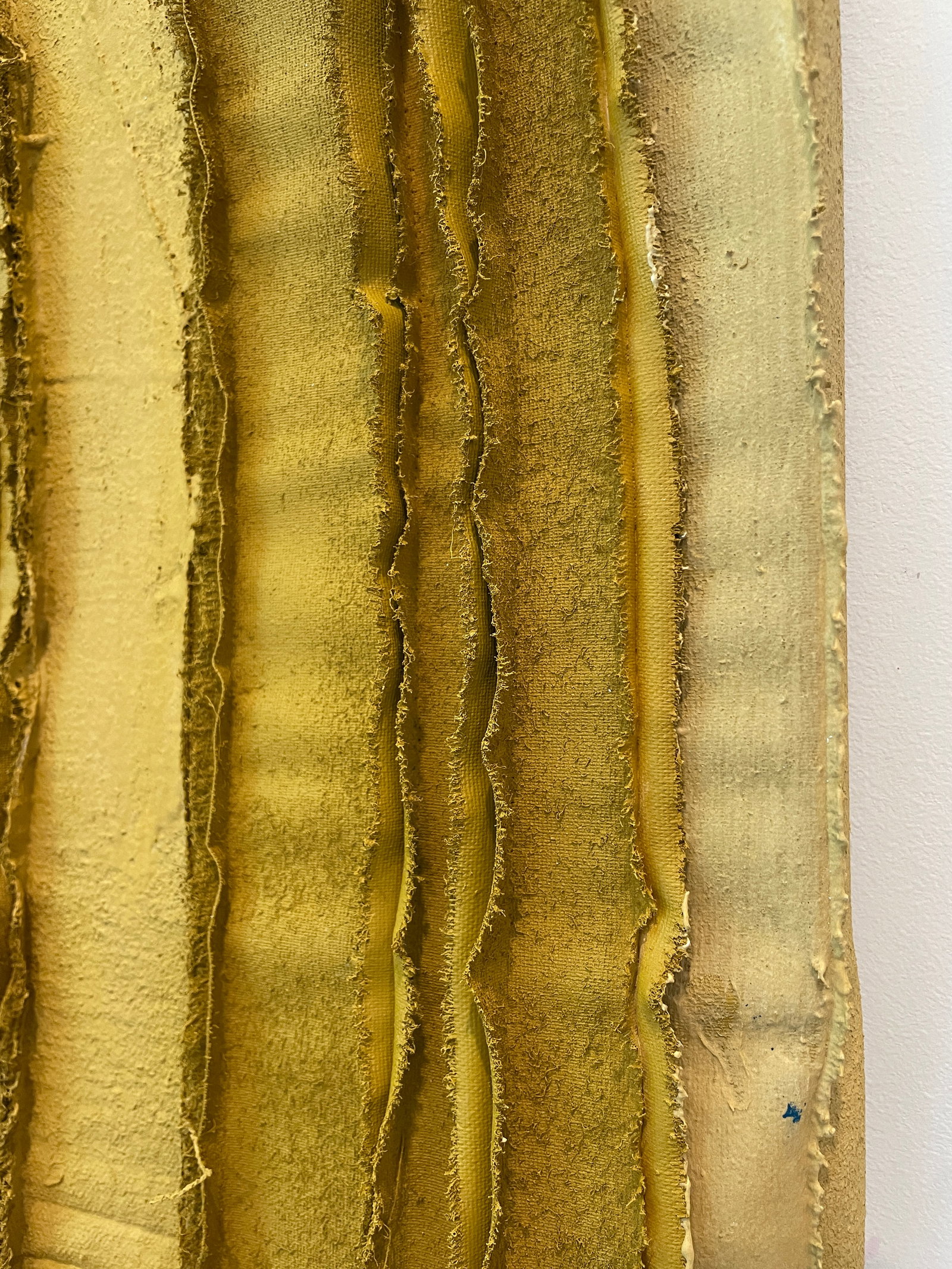 Tandem 02 Mustard Yellow Wall Sculpture of Salvaged Art Materials - 7