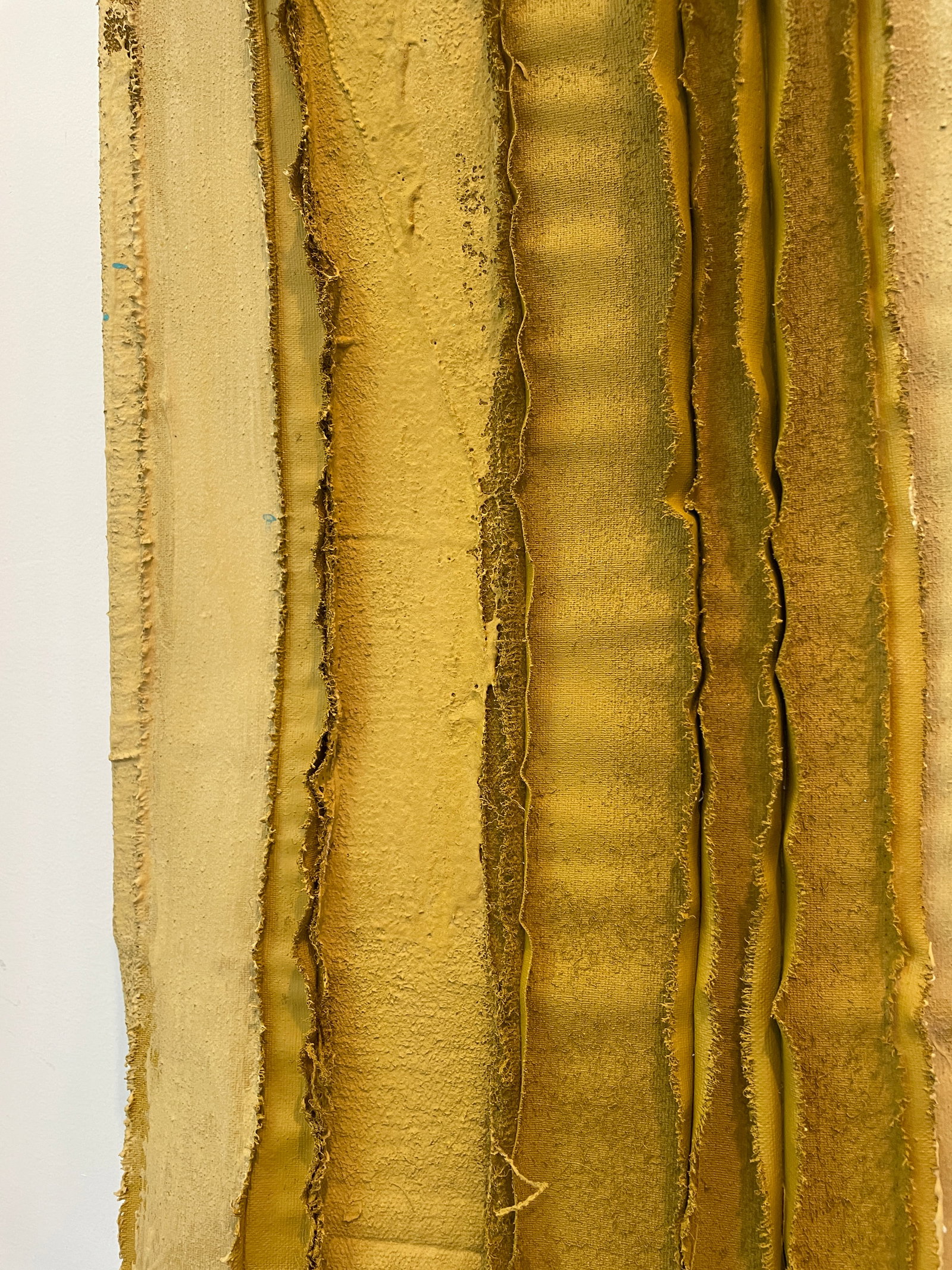 Tandem 02 Mustard Yellow Wall Sculpture of Salvaged Art Materials - 8