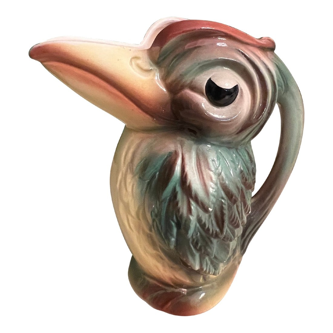 1950s Stewart McCulloch Bird Pitcher: Very cool 1950s small pitcher on the shape of a bird or toucan. Created by Stewart McCulloch. Condition: Alterations: Original Condition Unaltered Imperfections: Some Imperfections Condition Notes: