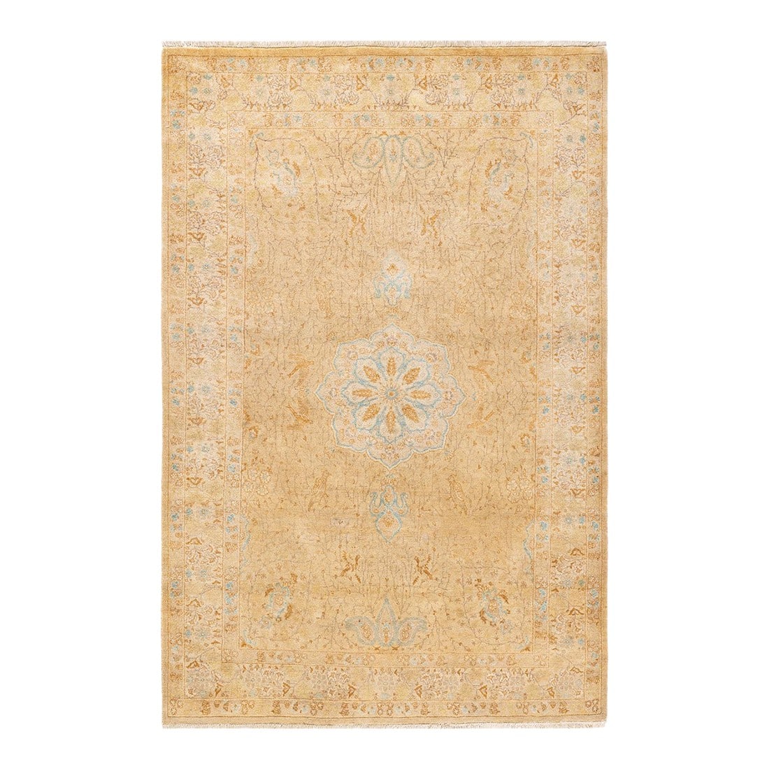 Mogul, One-of-a-Kind Hand-Knotted Area Rug - Ivory, 4' 2" x 6' 5": With understated palettes and allover designs, the rugs in the Mogul Collection will bring timeless sophistication to any room. Influenced by a spectrum of Turkish, Indian, and Persian designs, the ar