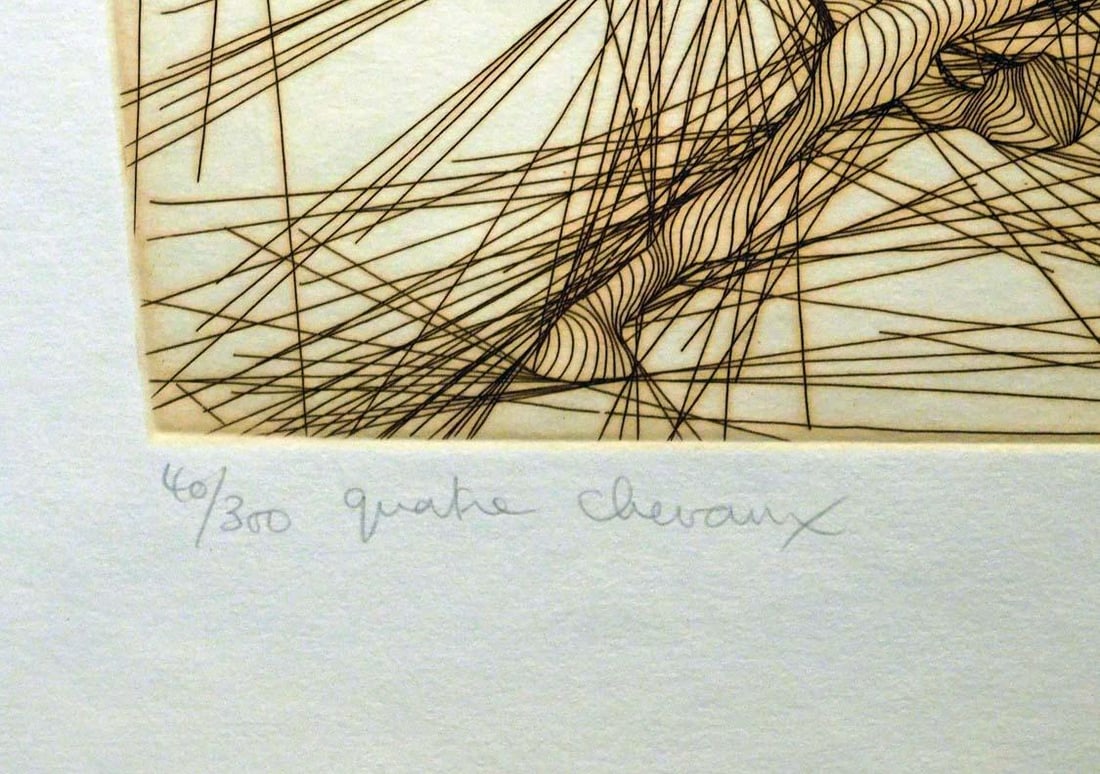 Guillaume Azoulay Quatre Chevaux Intaglio Etching 1980 - 4