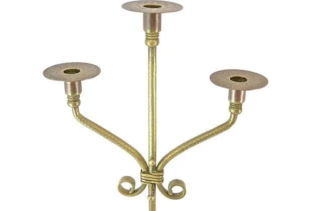 Antique 21" Brass Candle Holders - a Pair - 2
