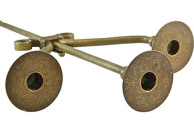 Antique 21" Brass Candle Holders - a Pair - 3