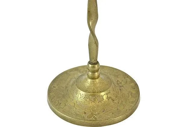 Antique 21" Brass Candle Holders - a Pair - 7