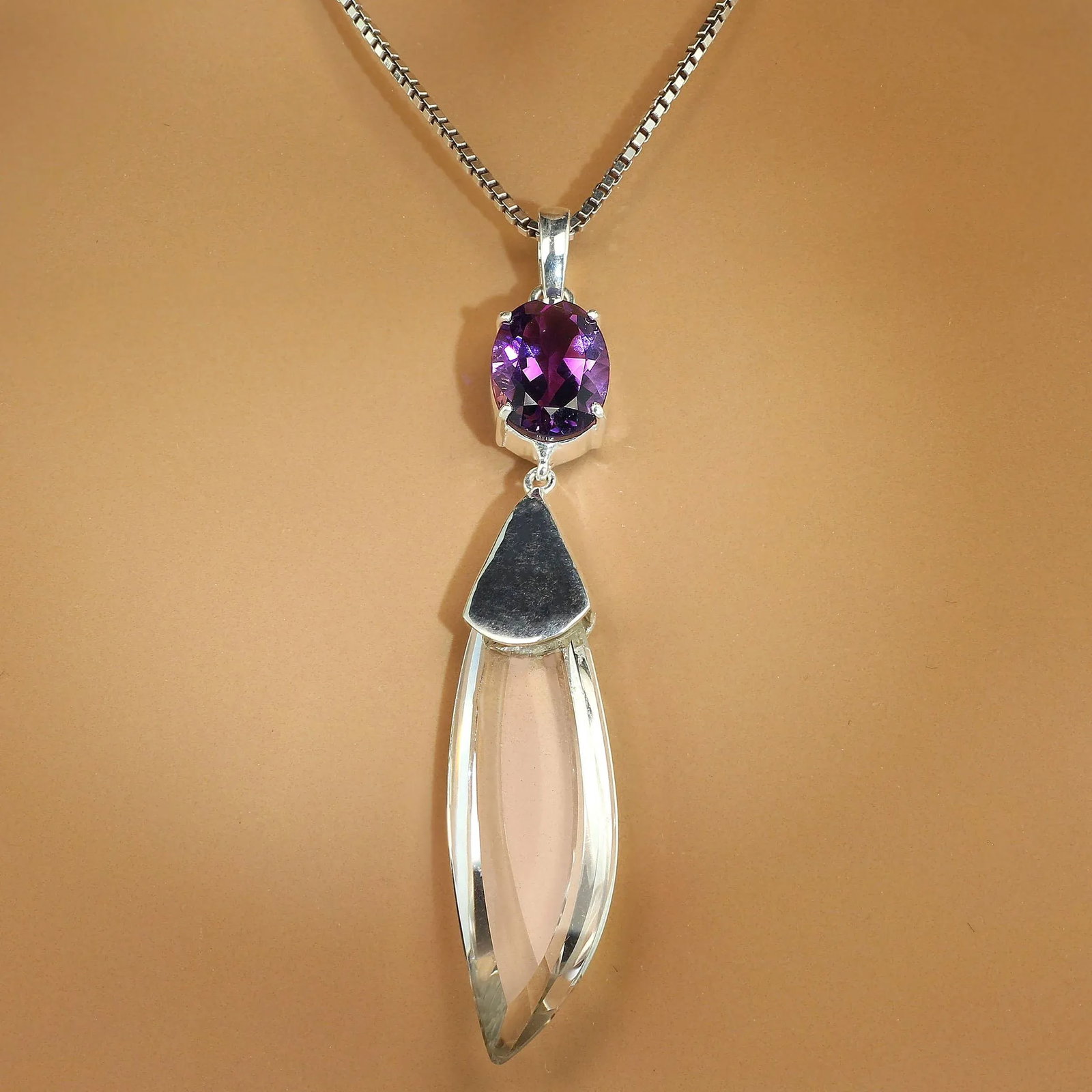 Amethyst & Crystal Pendant - 3