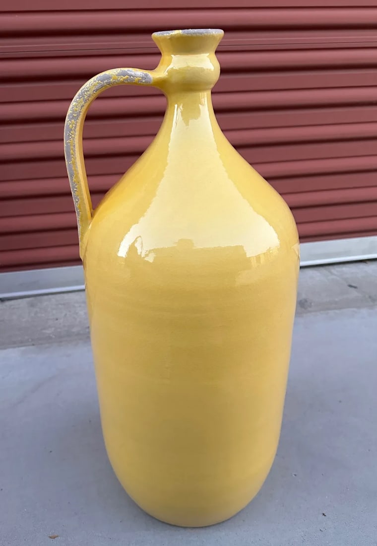Large Yellow Glazed Terra Cotta Jug - 2