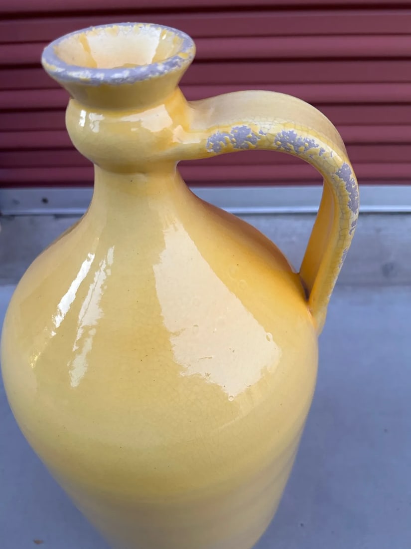 Large Yellow Glazed Terra Cotta Jug - 3