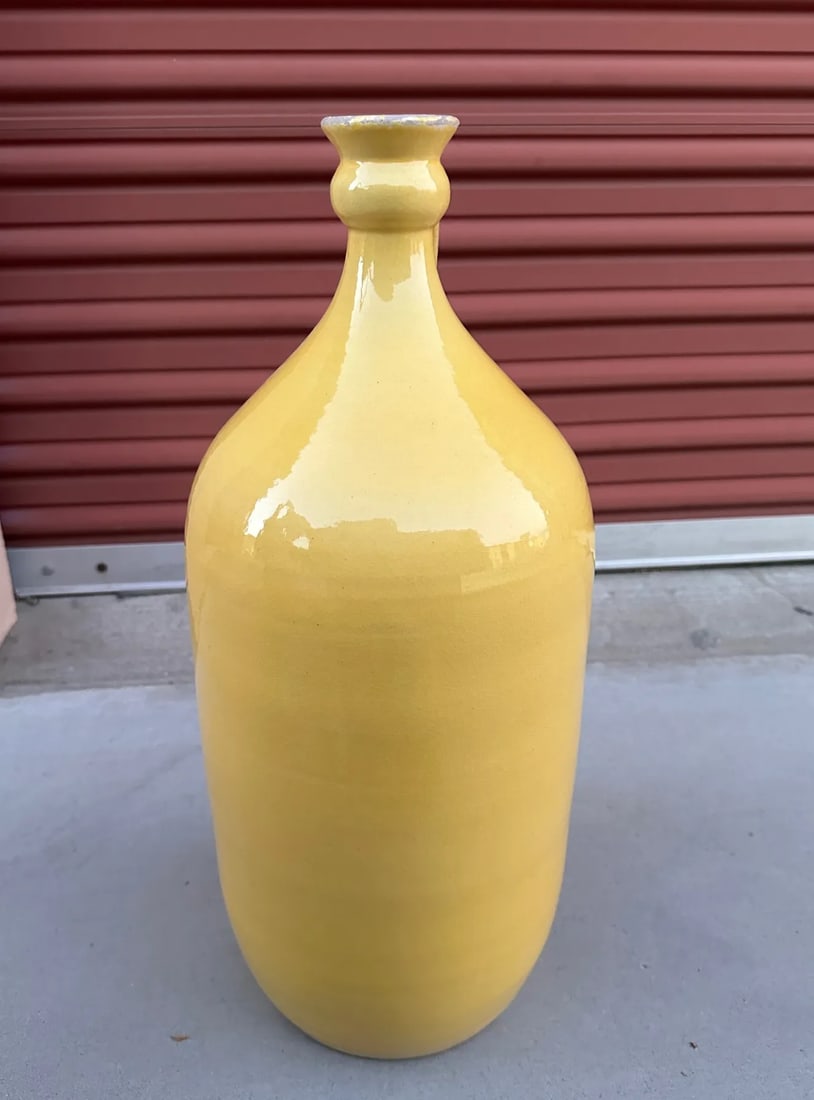 Large Yellow Glazed Terra Cotta Jug - 4