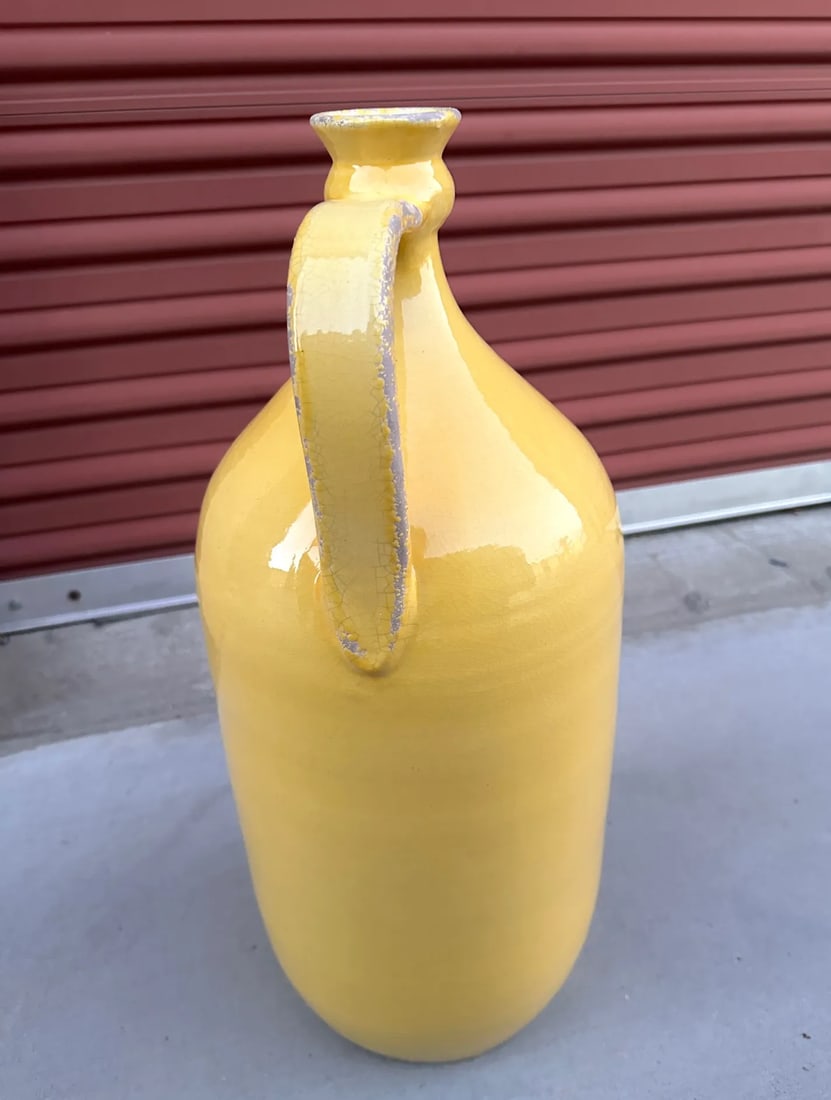 Large Yellow Glazed Terra Cotta Jug - 5