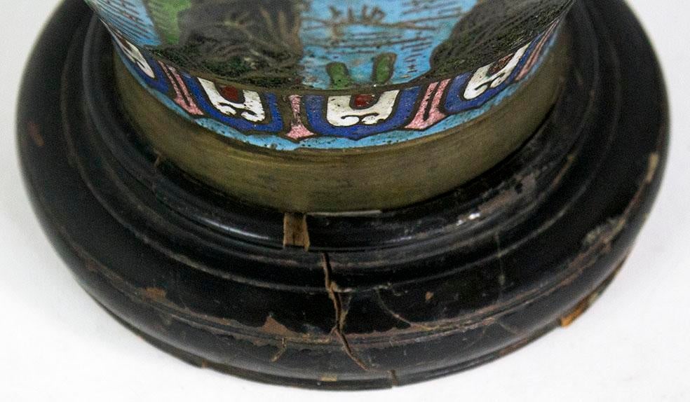 Vintage Cloisonne Lamp With Shade - 4