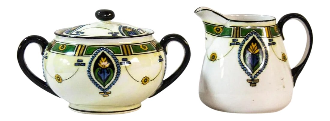 Noritake Art Deco Creamer & Sugar (1 of 4)