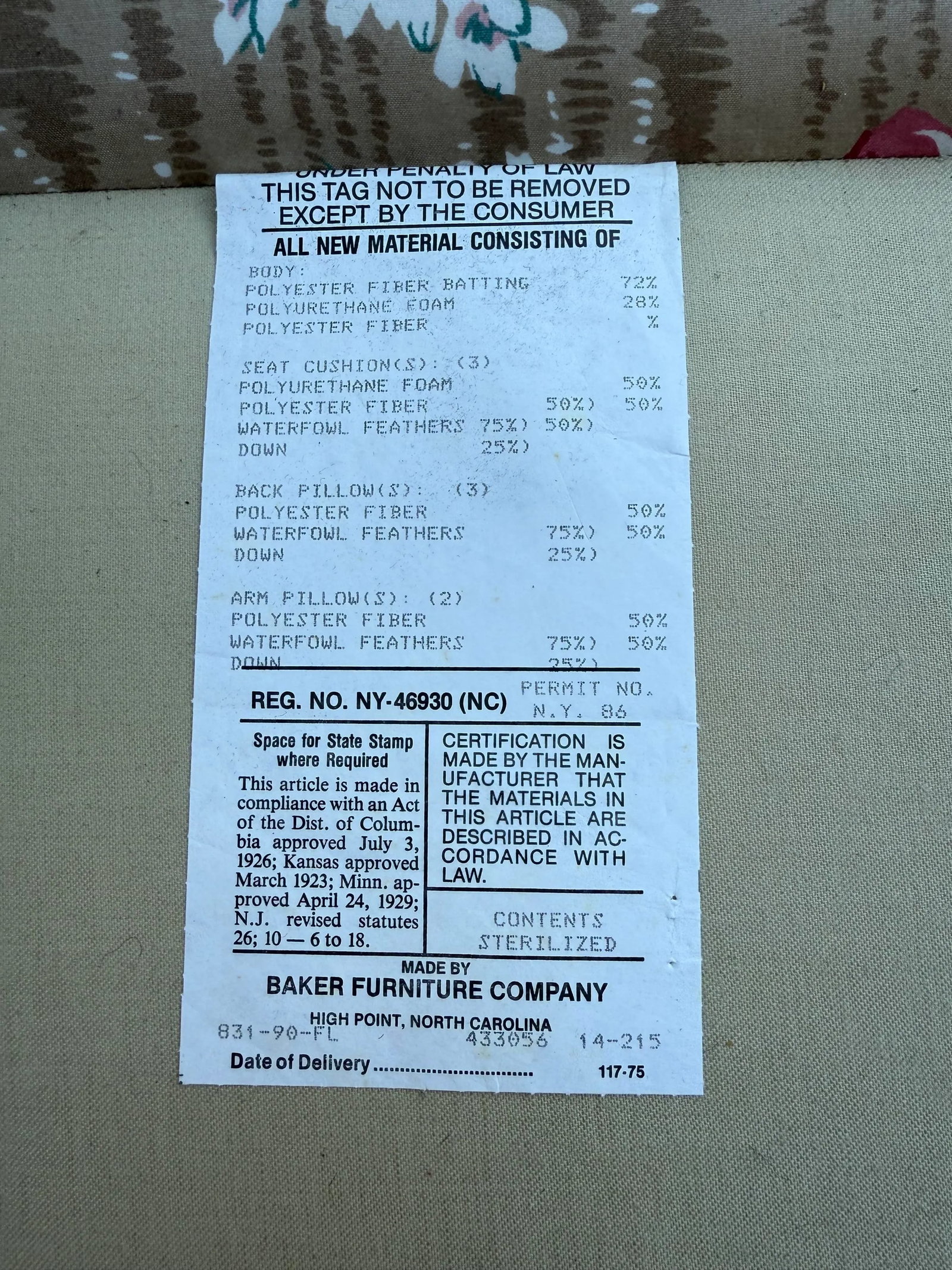 Baker Floral Rolled Arm Sofa - 11