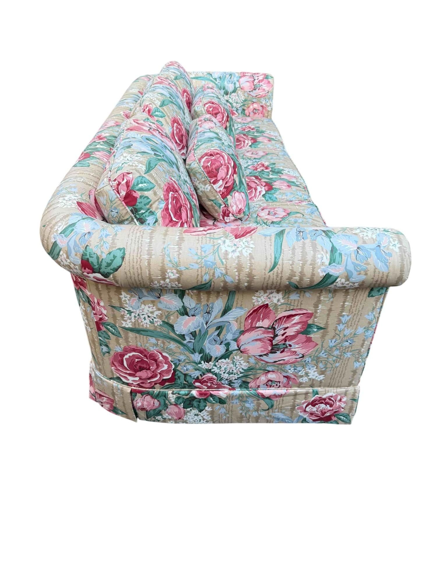 Baker Floral Rolled Arm Sofa - 3