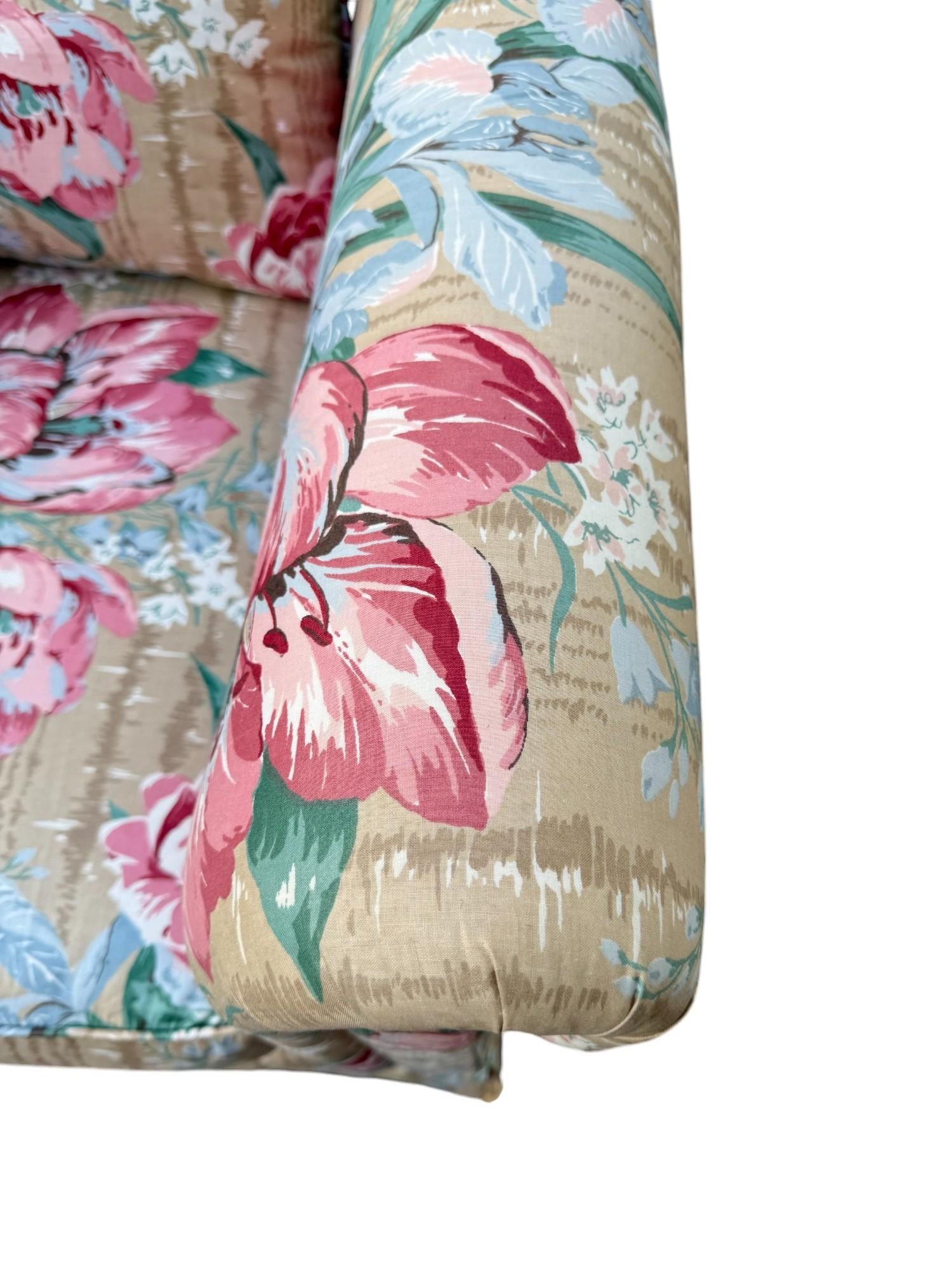 Baker Floral Rolled Arm Sofa - 8