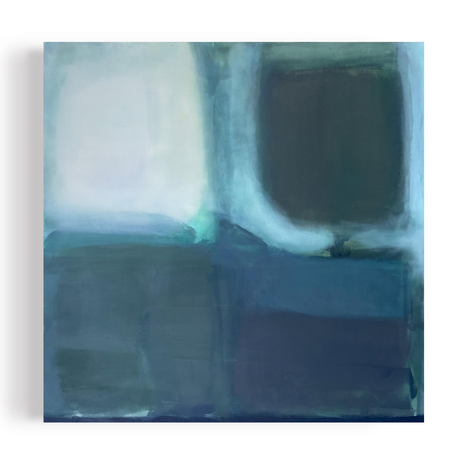 Moondance (Wallflower Series) Dark Green Color Field Painting - 2