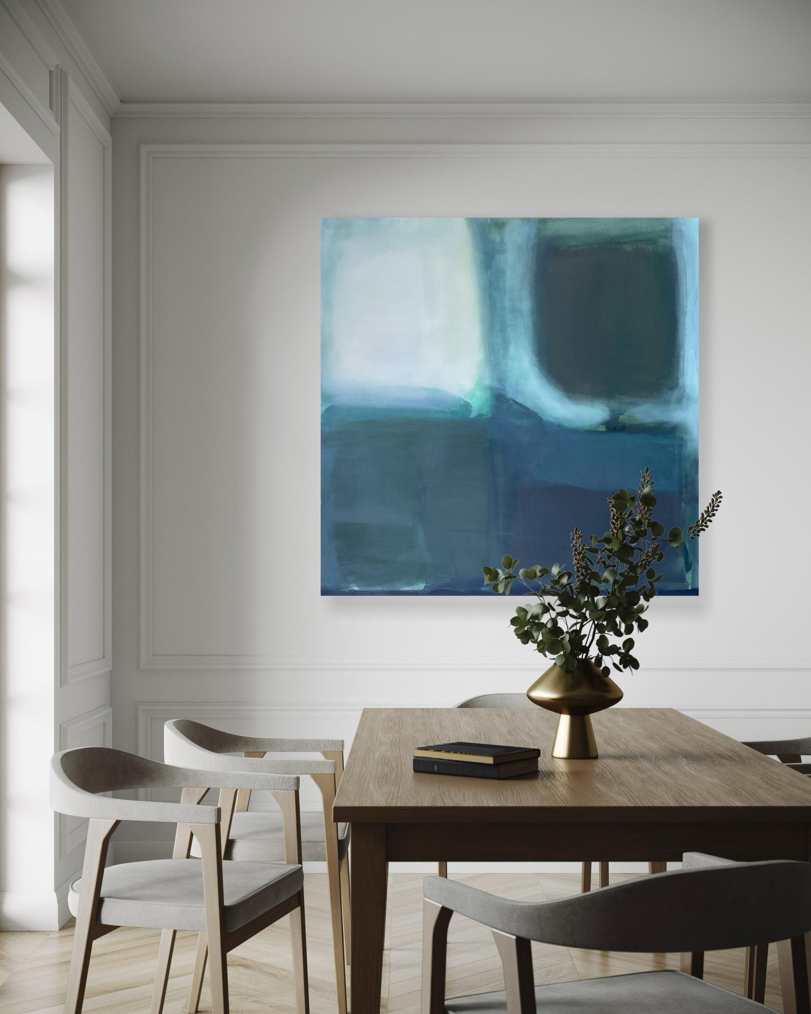 Moondance (Wallflower Series) Dark Green Color Field Painting - 3