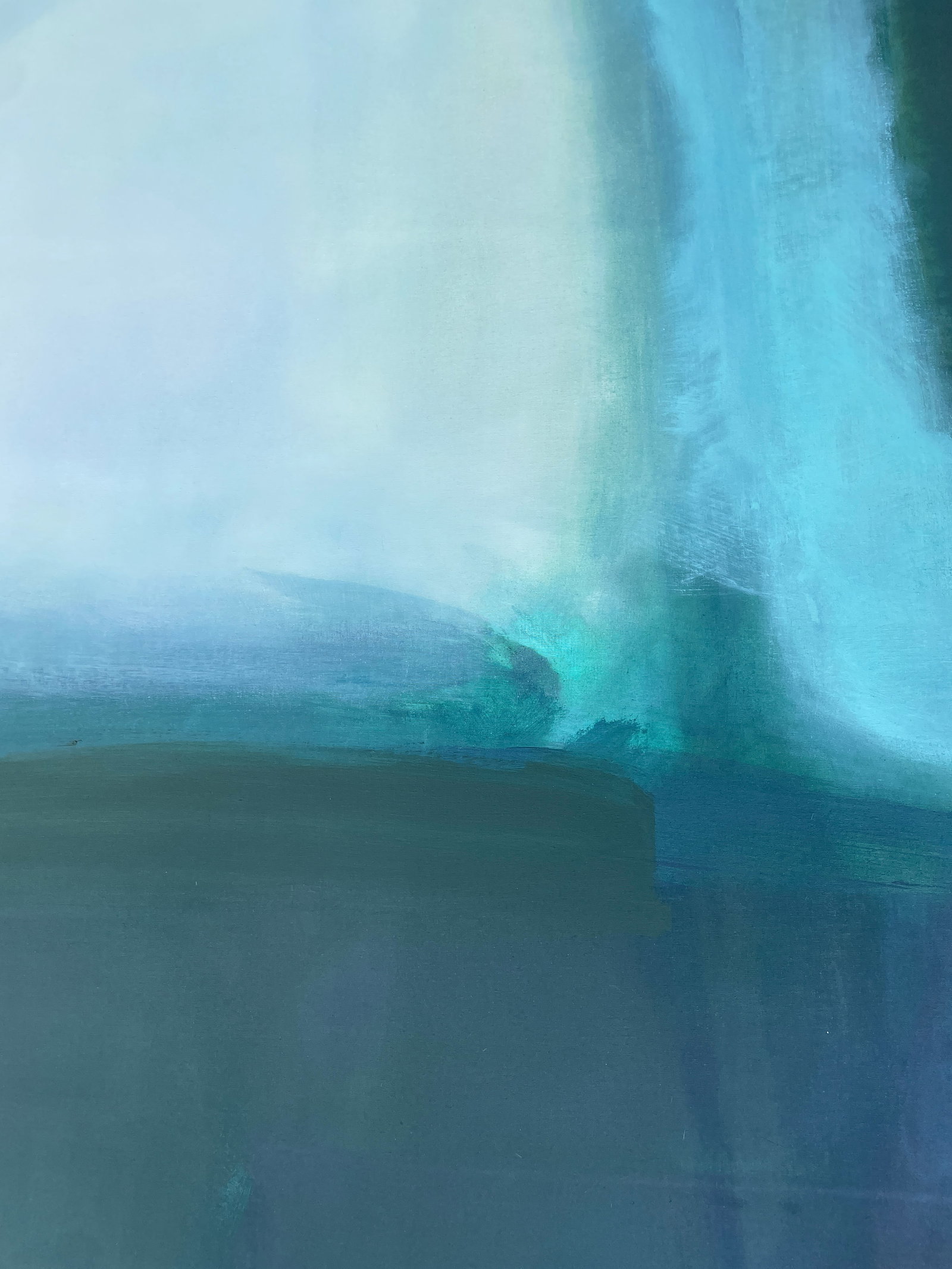 Moondance (Wallflower Series) Dark Green Color Field Painting - 5