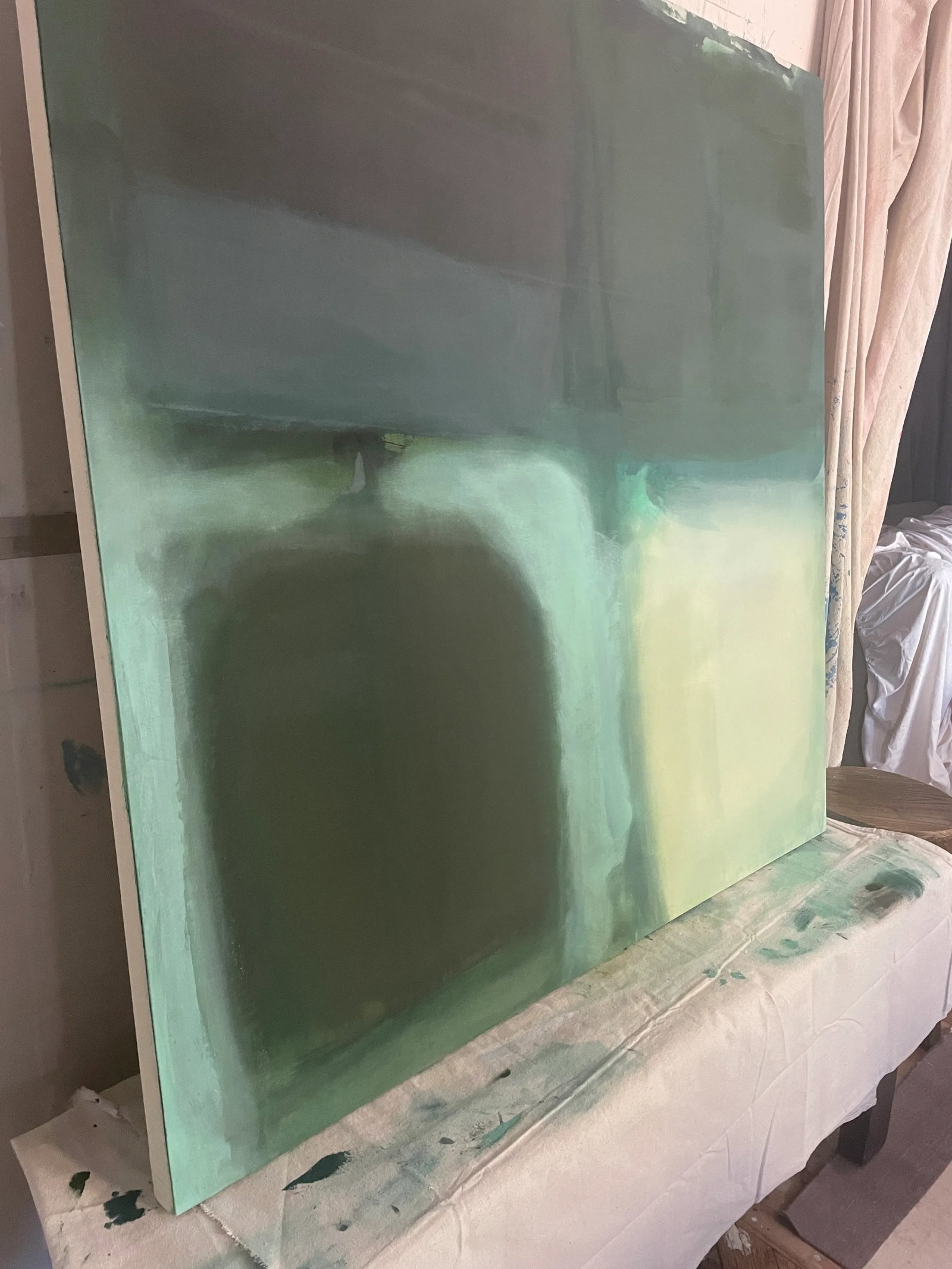 Moondance (Wallflower Series) Dark Green Color Field Painting - 9