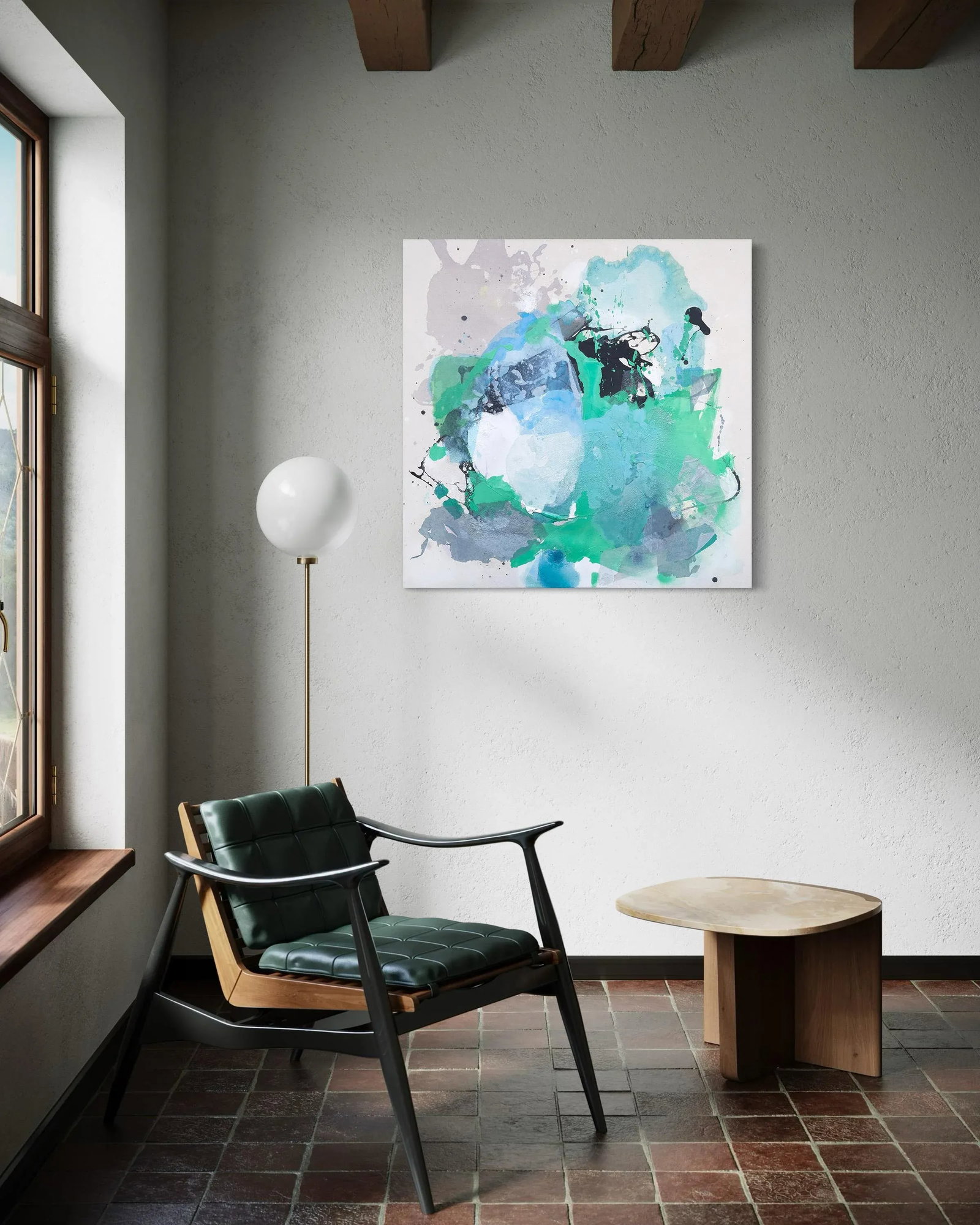 How Soon Is Now? Green Gestural Abstract Painting - 3