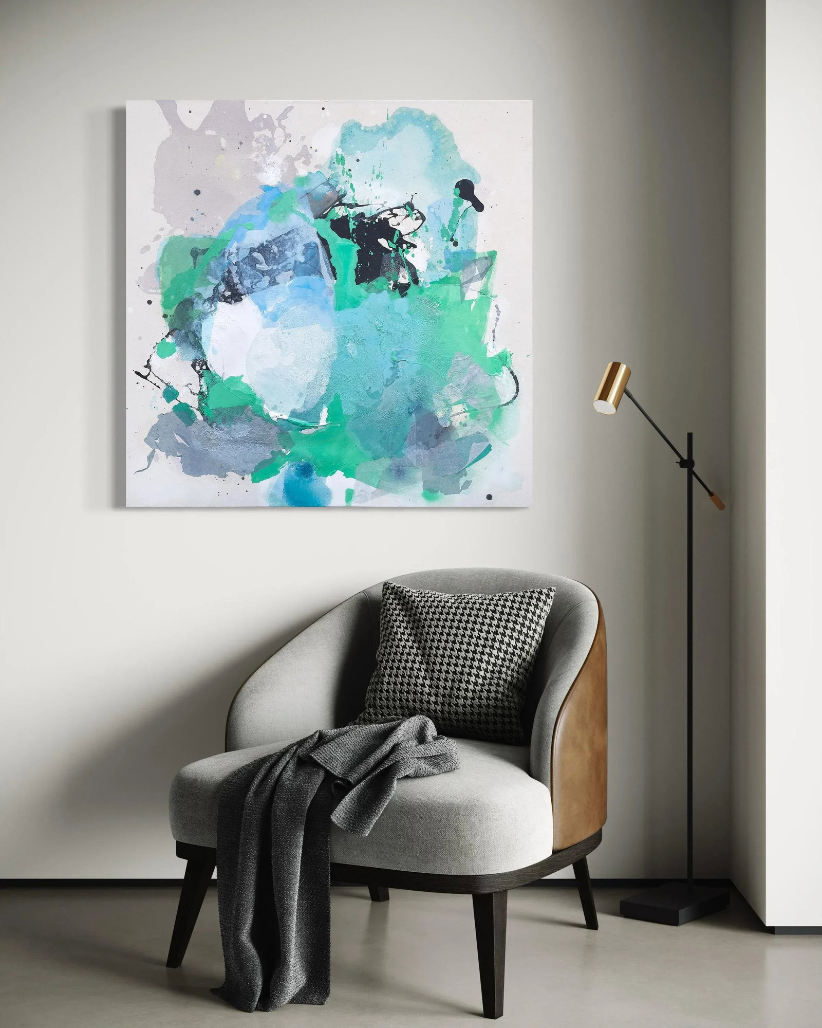 How Soon Is Now? Green Gestural Abstract Painting - 4