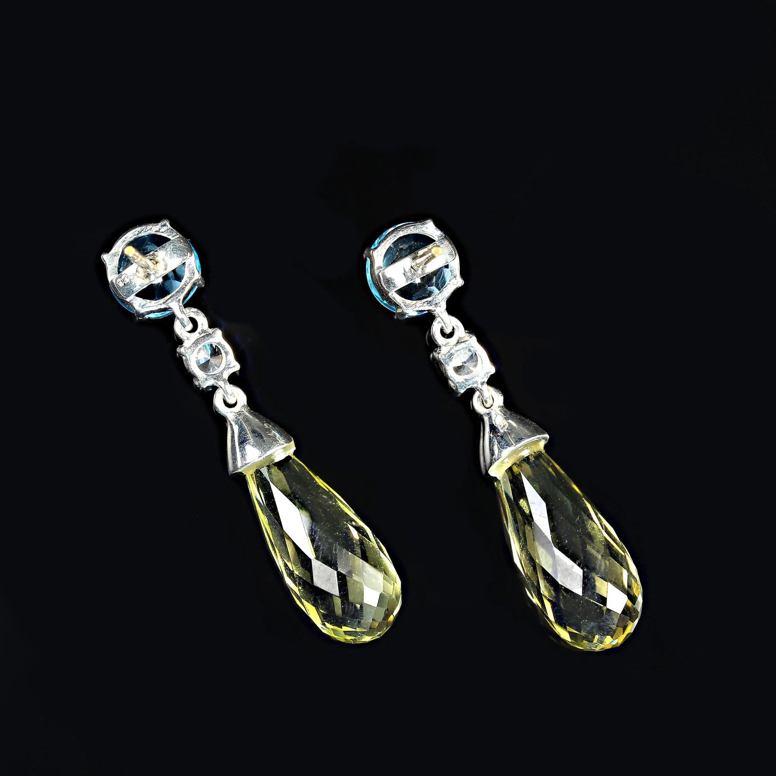 Sparkling Blue Topaz and Lemon Quartz Dangle Earrings - 2 Pieces - 3