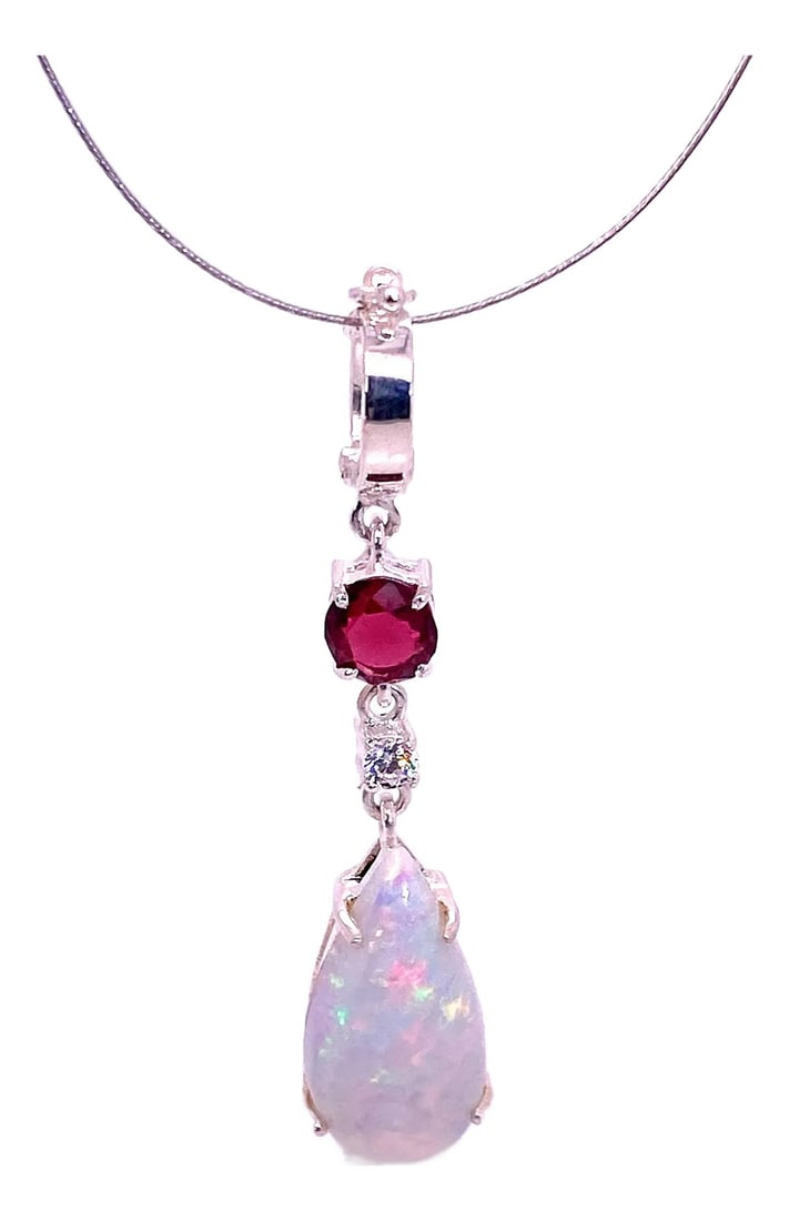 Opal Pendant With Accents of Garnet and Zircon (1 of 8)