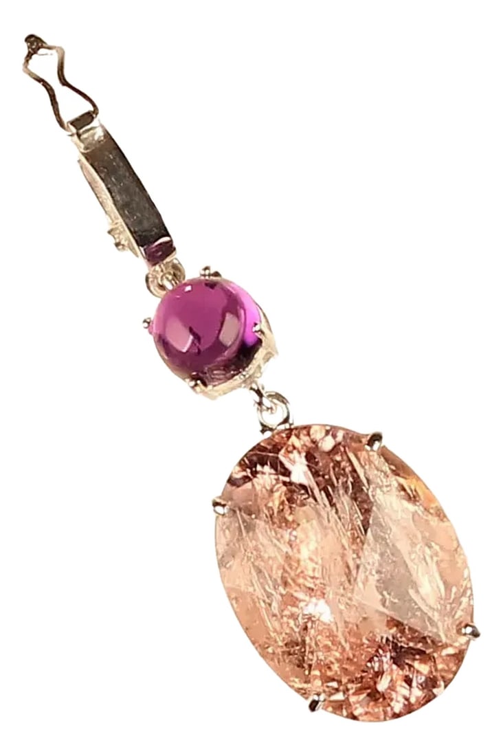 Peach Morganite and Purple Amethyst Shimmering Pendant (1 of 8)