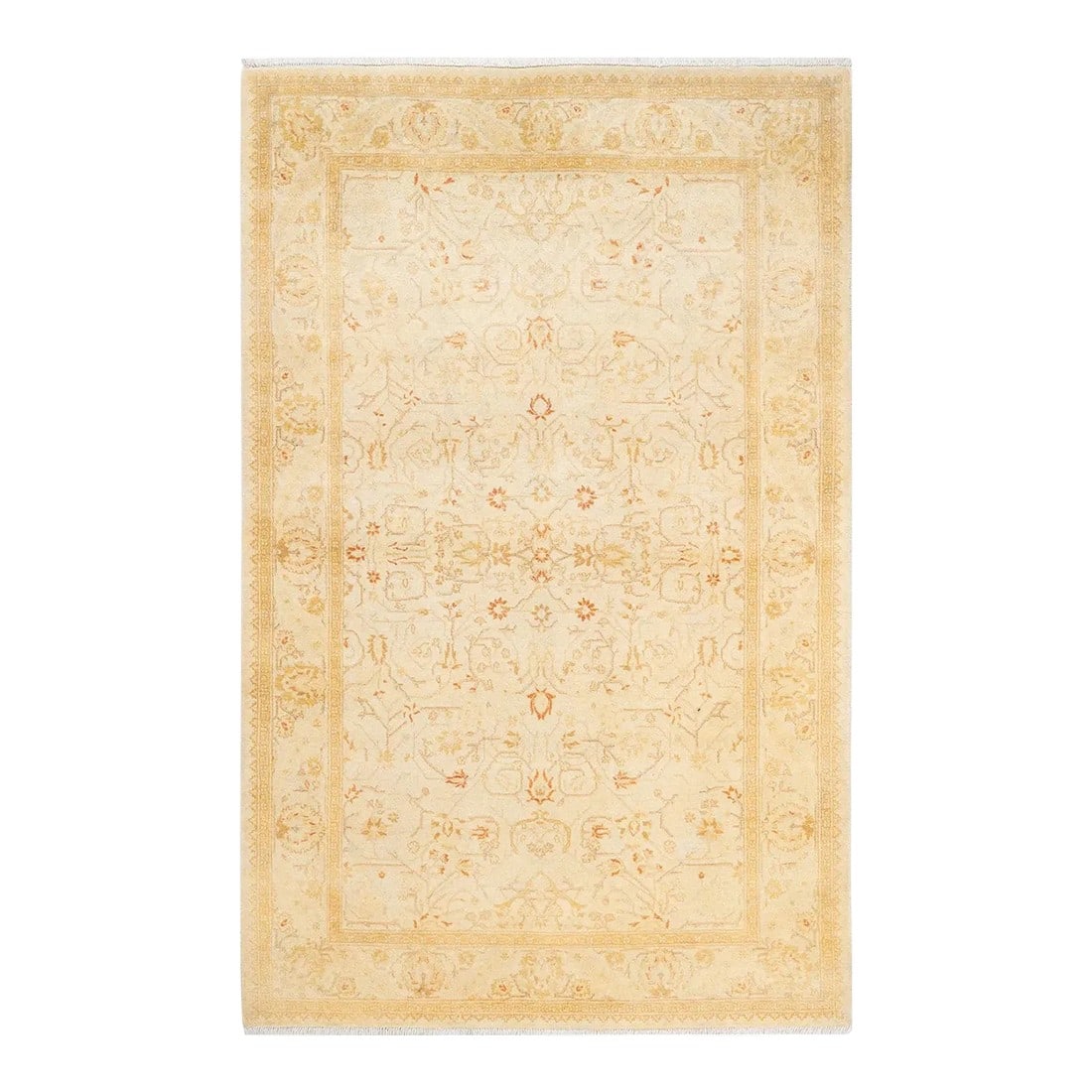 Mogul, One-of-a-Kind Hand-Knotted Area Rug - Ivory, 4' 1" x 6' 4": With understated palettes and allover designs, the rugs in the Mogul Collection will bring timeless sophistication to any room. Influenced by a spectrum of Turkish, Indian, and Persian designs, the