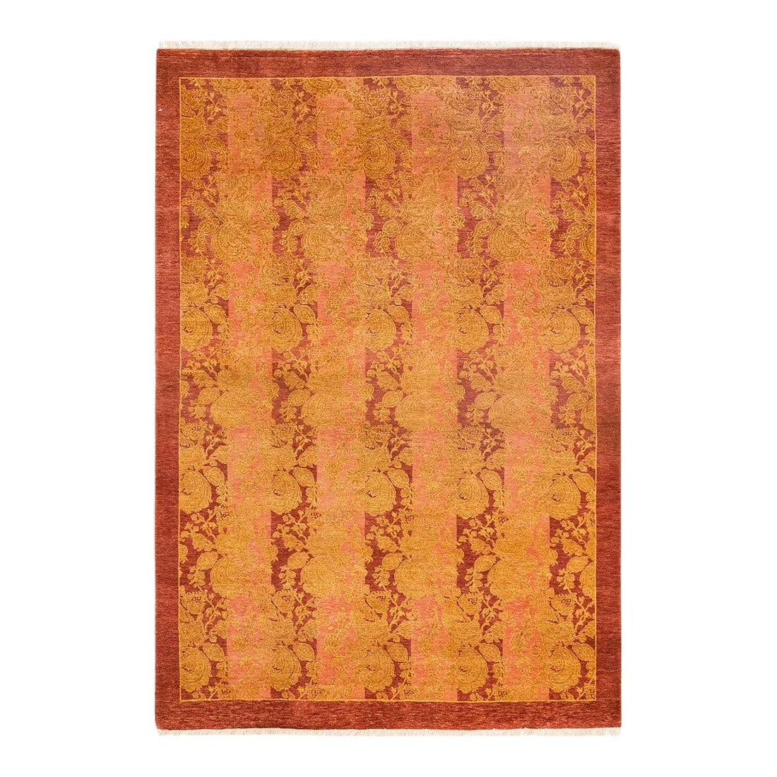 Mogul, One-of-a-Kind Hand-Knotted Area Rug - Pink, 4' 1" x 6' 1": With understated palettes and allover designs, the rugs in the Mogul Collection will bring timeless sophistication to any room. Influenced by a spectrum of Turkish, Indian, and Persian designs, the