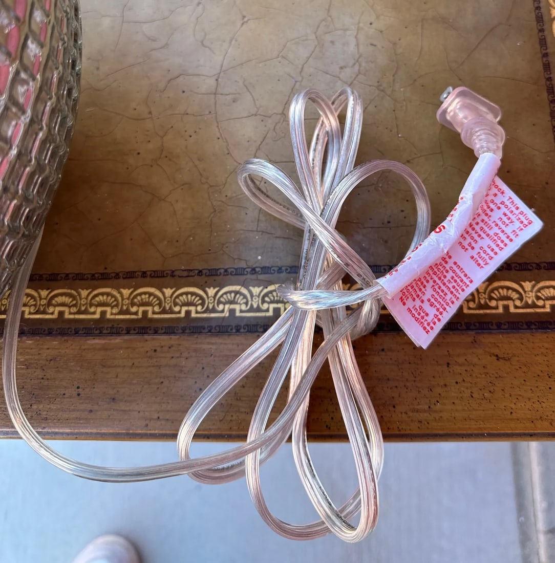 Pair of Silver Textured Glass Ball Table Lamps - 7