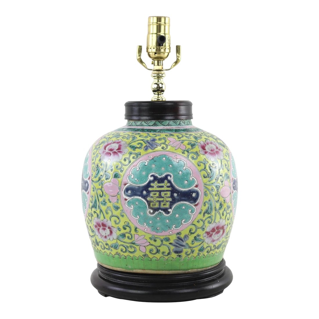 Early 20th Century Chinese Famille Rose Double Happiness Vase Table Lamp (1 of 10)